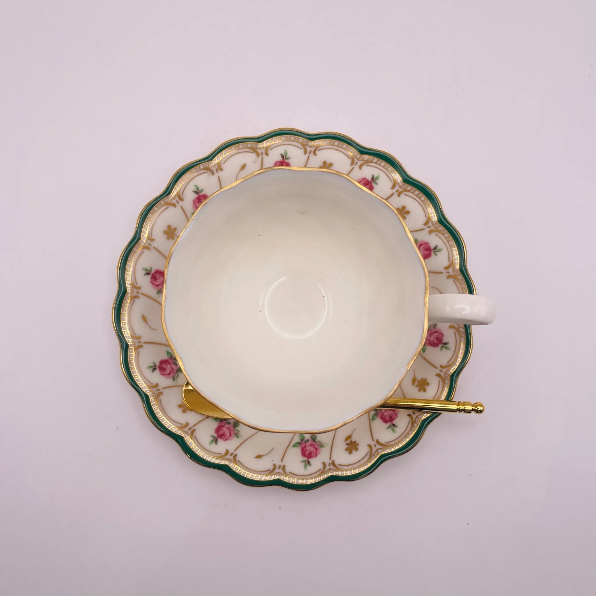 【リユース】 カップ&ソーサーセット / HOYA / スプーン付き 未使用