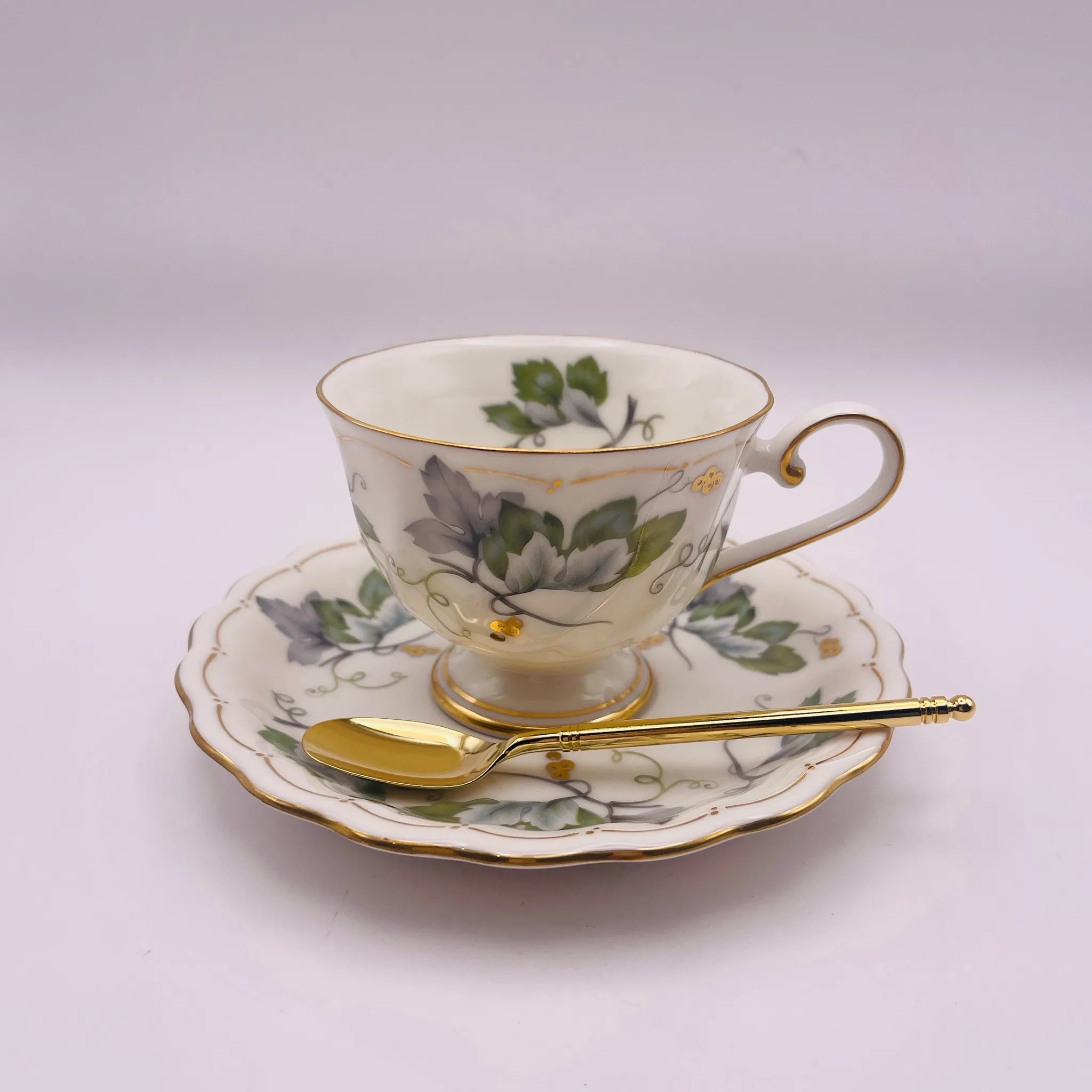 【リユース】 カップ&ソーサーセット / HOYA / スプーン付き 未使用