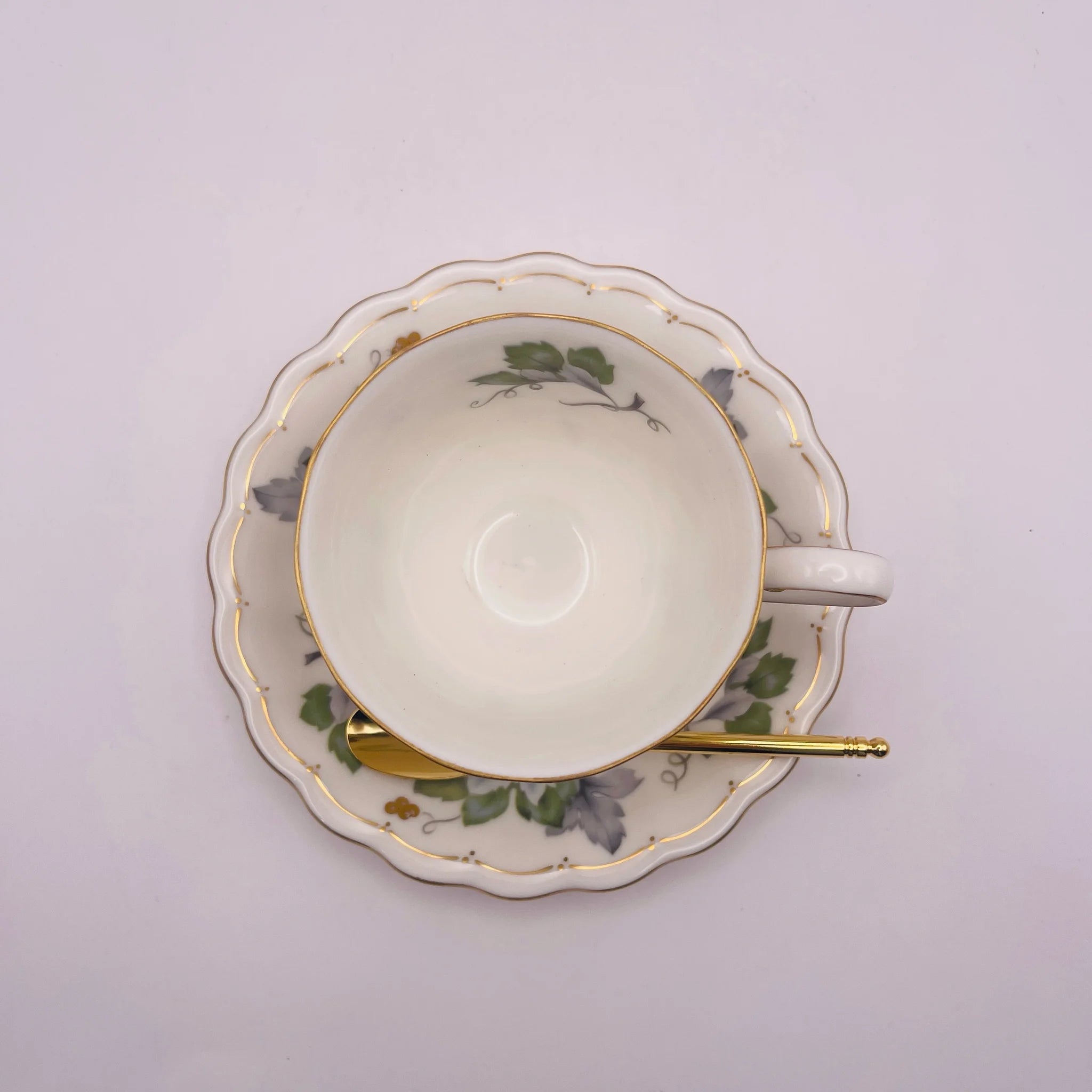 【リユース】 カップ&ソーサーセット / HOYA / スプーン付き 未使用