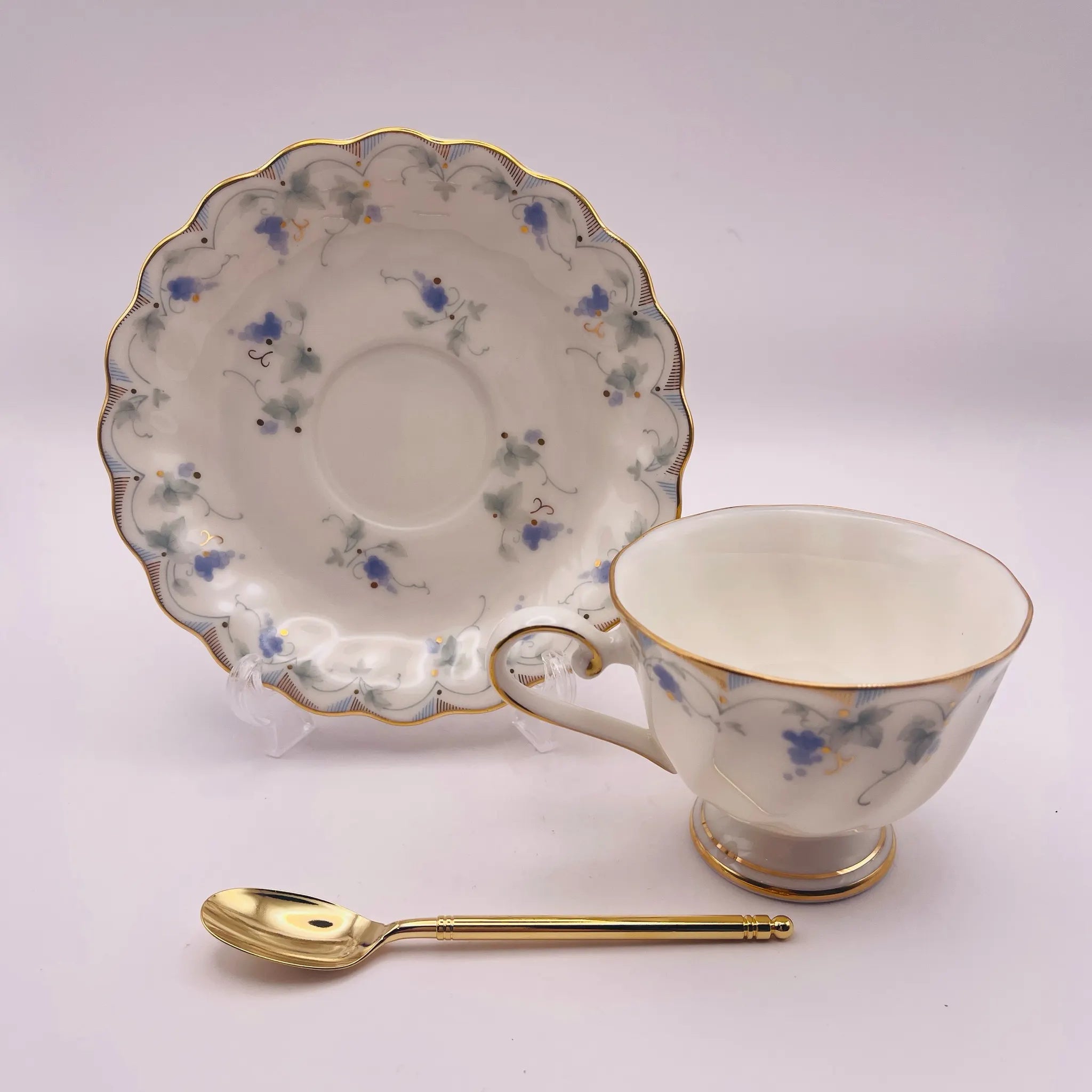 【リユース】 カップ&ソーサーセット / HOYA / スプーン付き 未使用