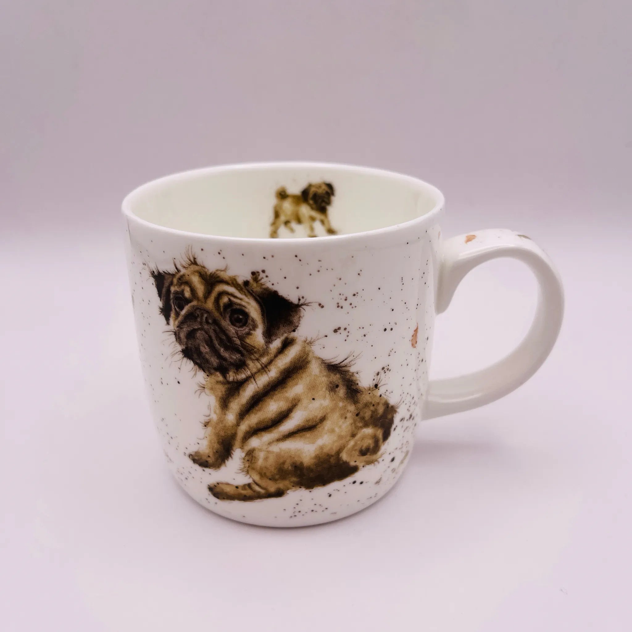 【リユース】 マグカップ&コースター / Royal Worcester(ロイヤルウースター) / Wrendale(レンデール) PUG LOVE MUG / Bone China / 未使用,箱あり