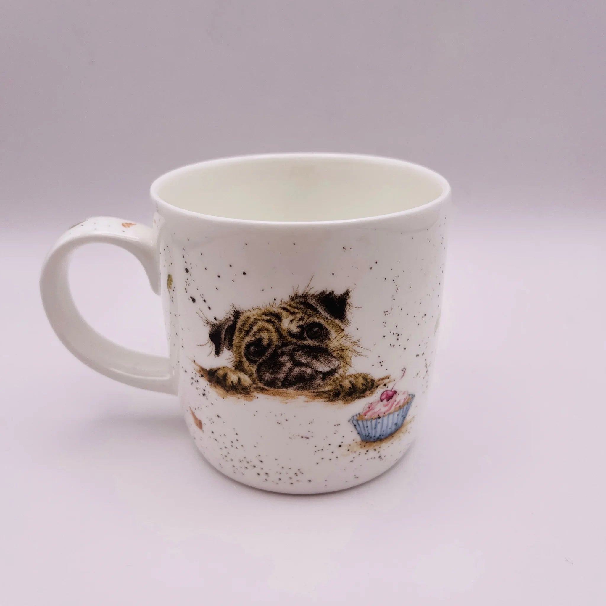 【リユース】 マグカップ&コースター / Royal Worcester(ロイヤルウースター) / Wrendale(レンデール) PUG LOVE MUG / Bone China / 未使用,箱あり