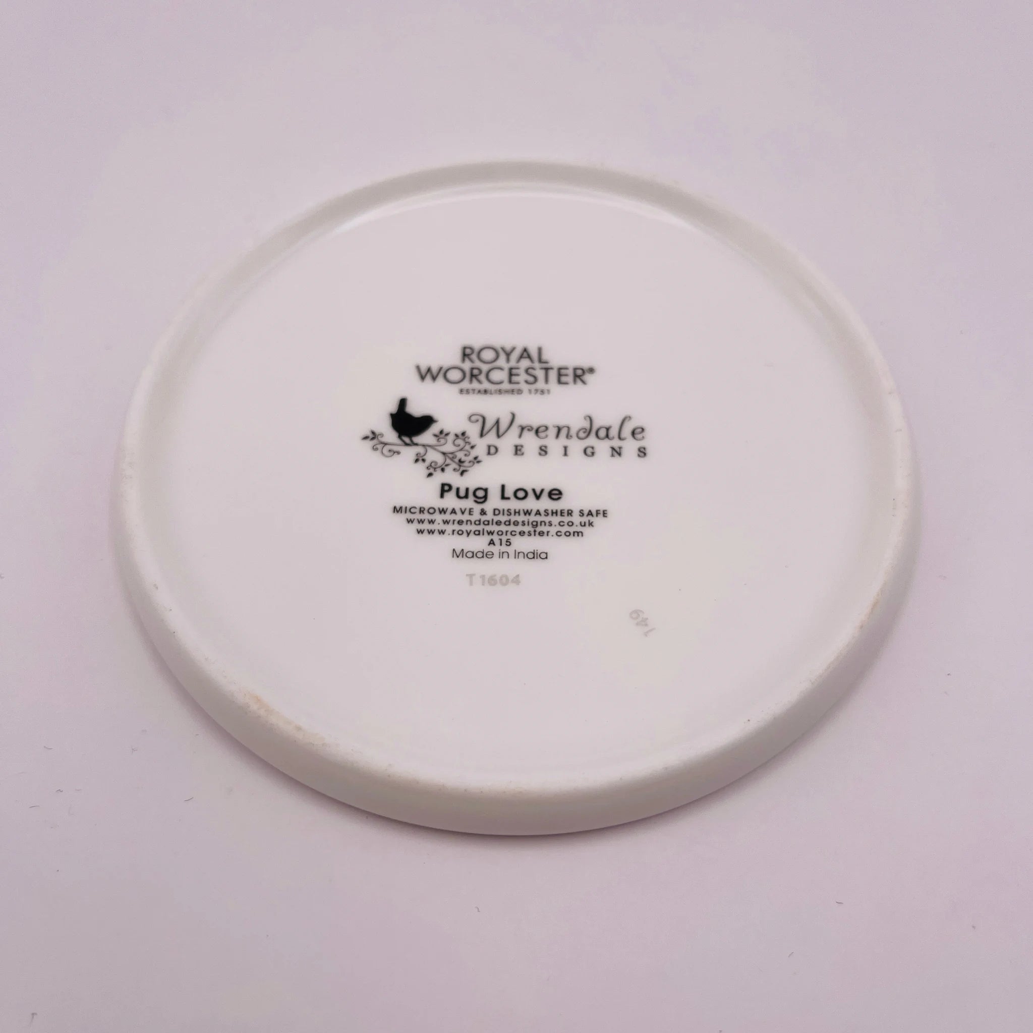 【リユース】 マグカップ&コースター / Royal Worcester(ロイヤルウースター) / Wrendale(レンデール) PUG LOVE MUG / Bone China / 未使用,箱あり / 箱付き