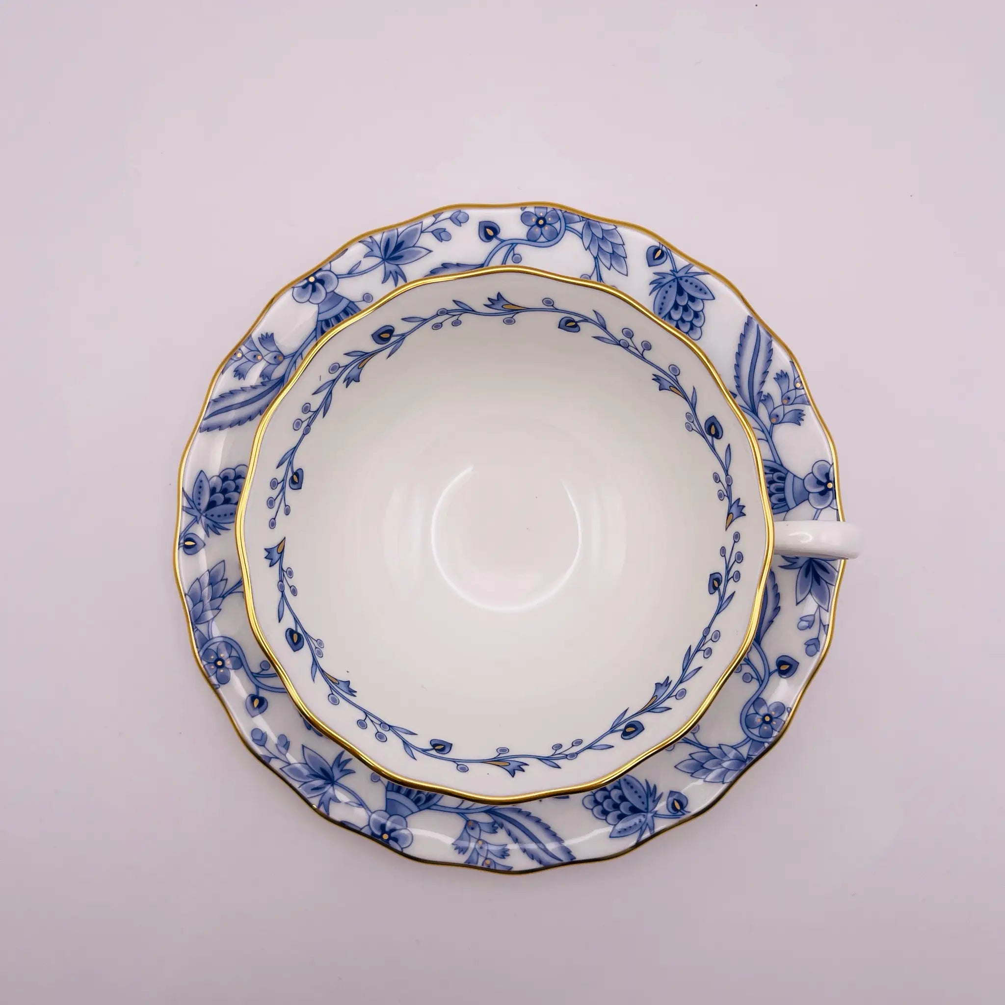 【リユース】 ペアティーカップセット / Noritake(ノリタケ) / ブルーソレンティーノ / 日本 / 未使用,箱あり,廃盤,希少 / 箱付き