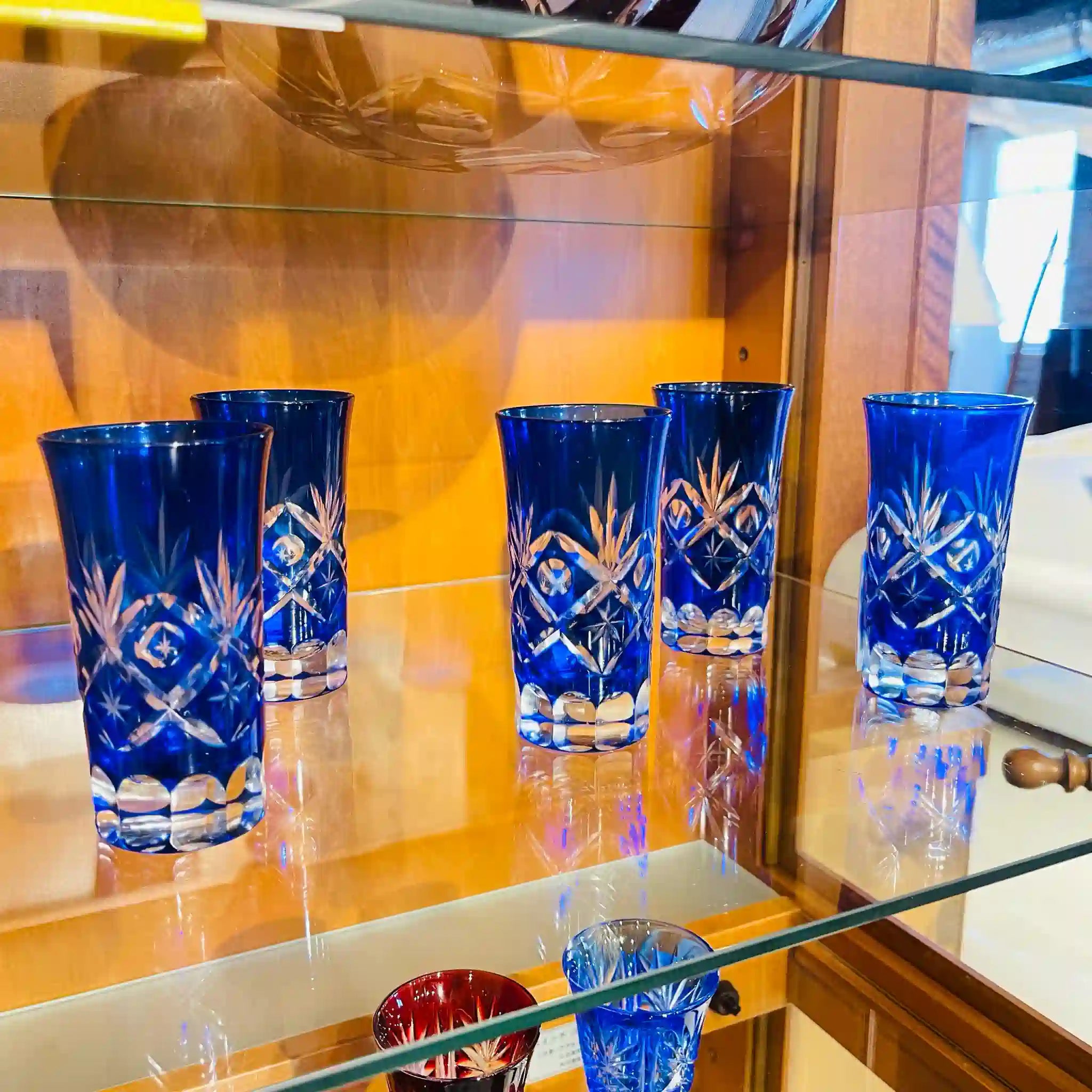 【リユース】 切子ガラス 一口ビール 5P