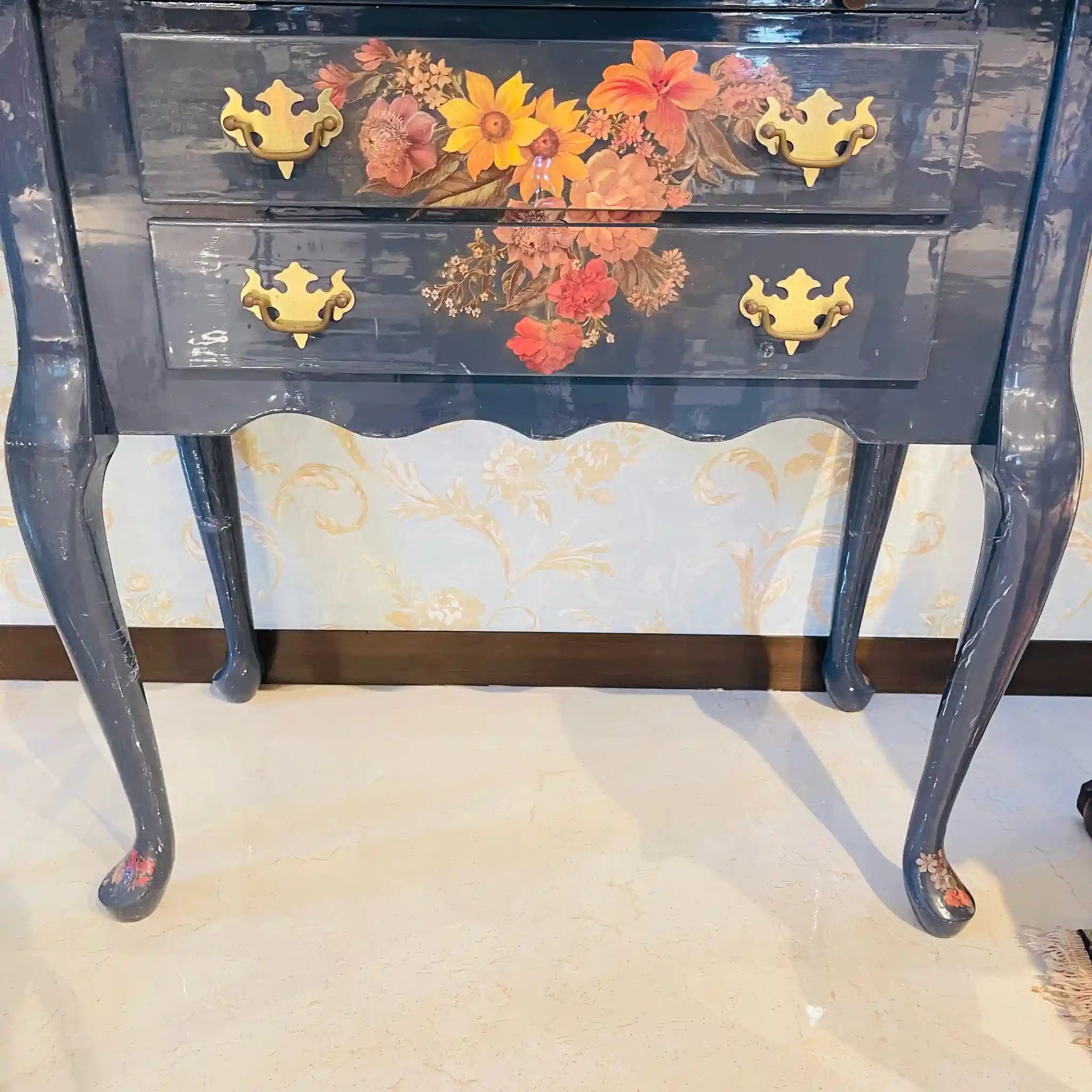 【リユース】 デコパージュ キャビネット