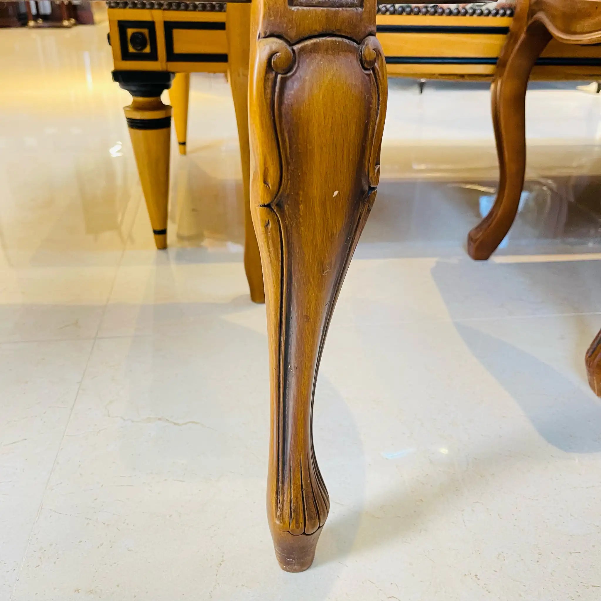 Vintage center table / Late 20th century (presumably) / Beech / Italian / Marble top