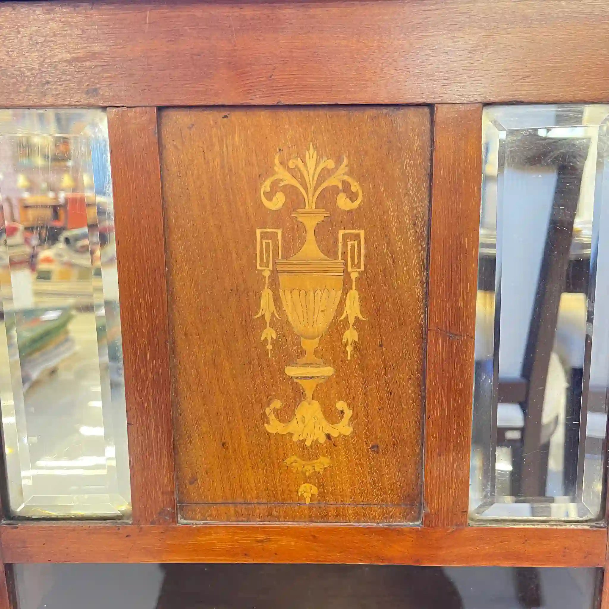 【アンティーク】 ガラスミニキャビネット / 
 / 19世紀~20世紀初頭 / イギリス / 象嵌(インレイ)