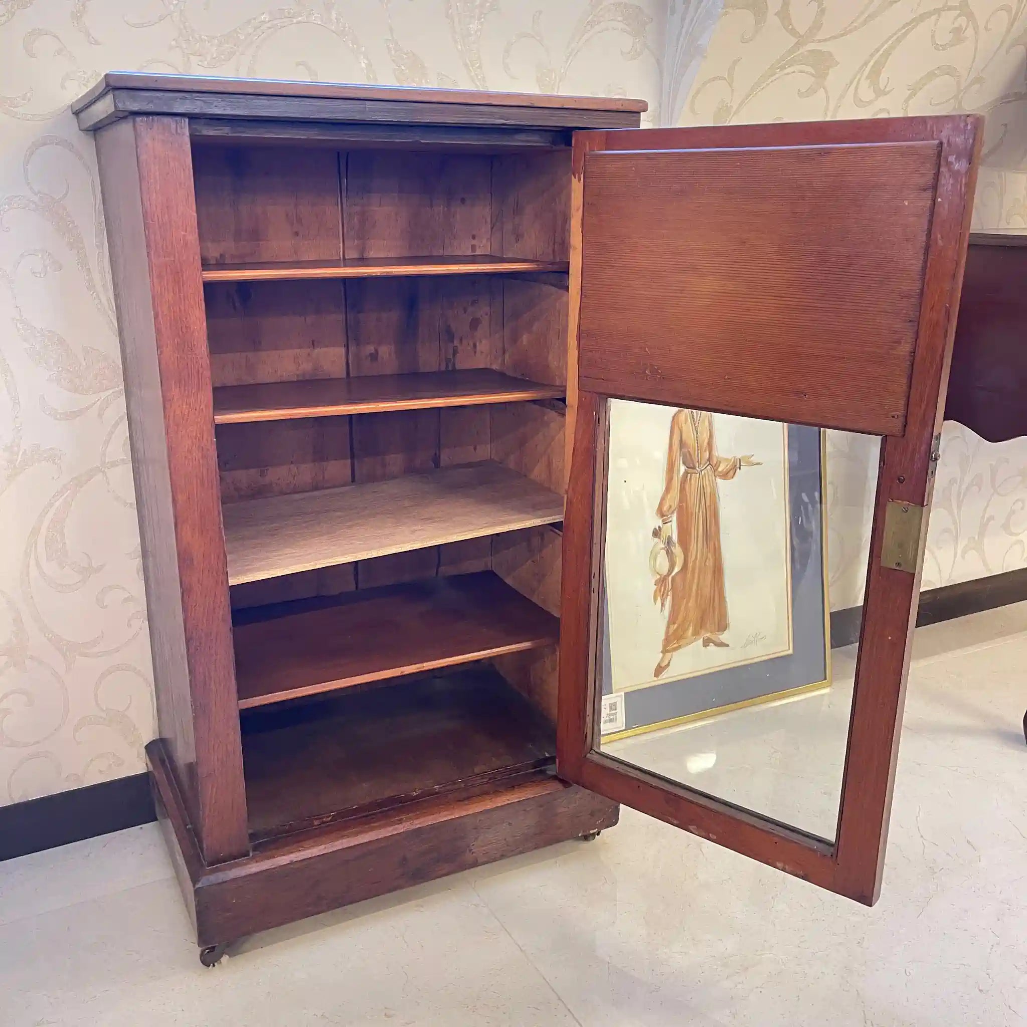 【アンティーク】 ガラスミニキャビネット / 
 / 19世紀~20世紀初頭 / イギリス / 象嵌(インレイ)