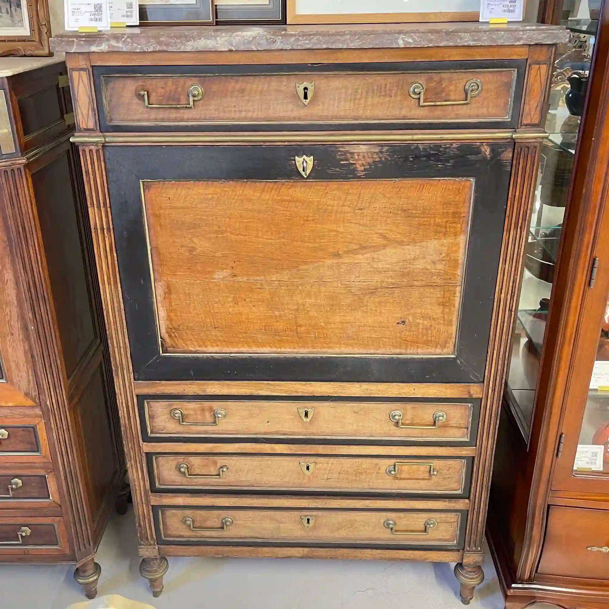 【アンティーク】 ライティングデスク(秘書台) / 1800年代後半 / ウォールナット材 / フランス