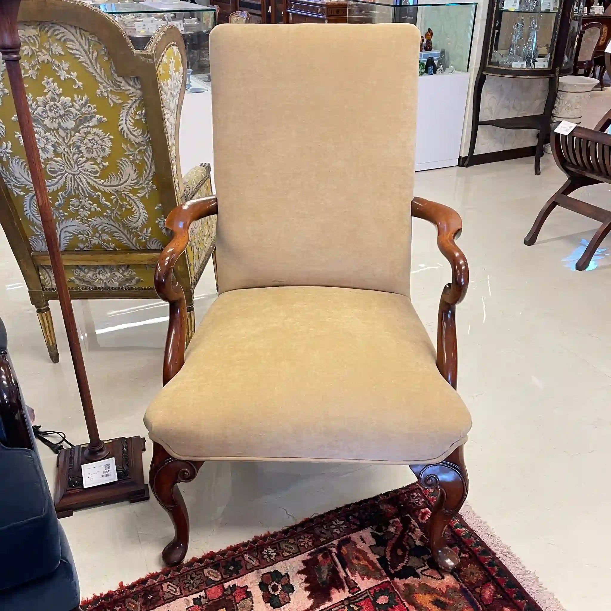 【アンティーク】 アームチェア / ジョージアン様式 / ベロア / イギリス / イギリス直輸入