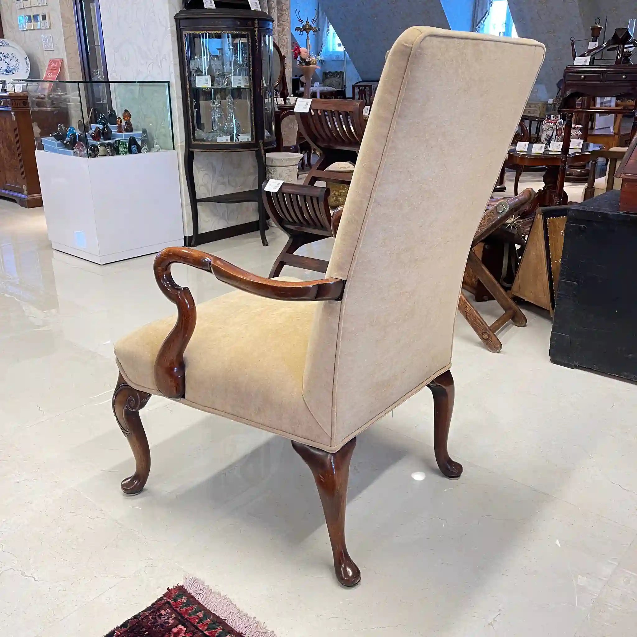 【アンティーク】 アームチェア / ジョージアン様式 / ベロア / イギリス / イギリス直輸入