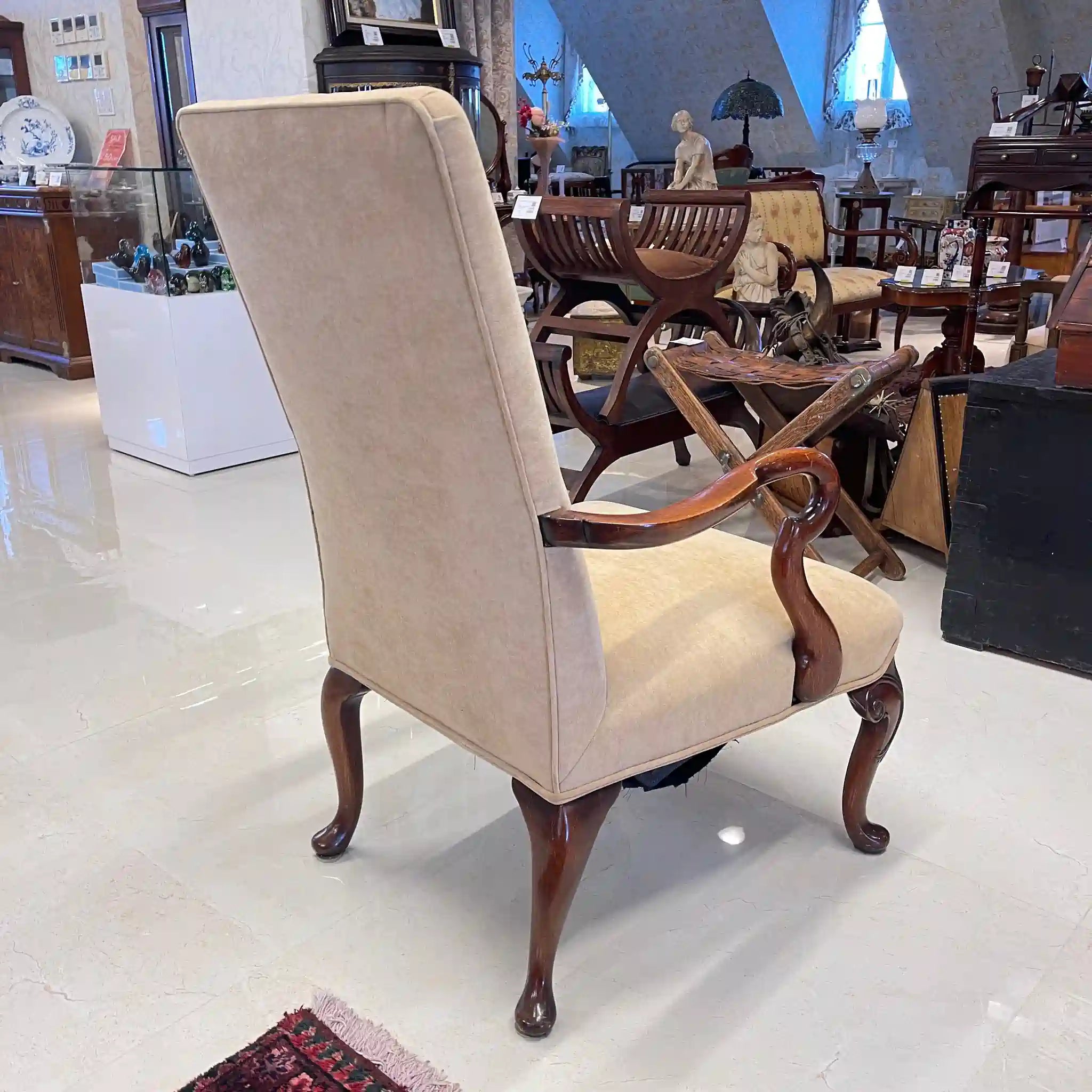 【アンティーク】 アームチェア / ジョージアン様式 / ベロア / イギリス / イギリス直輸入