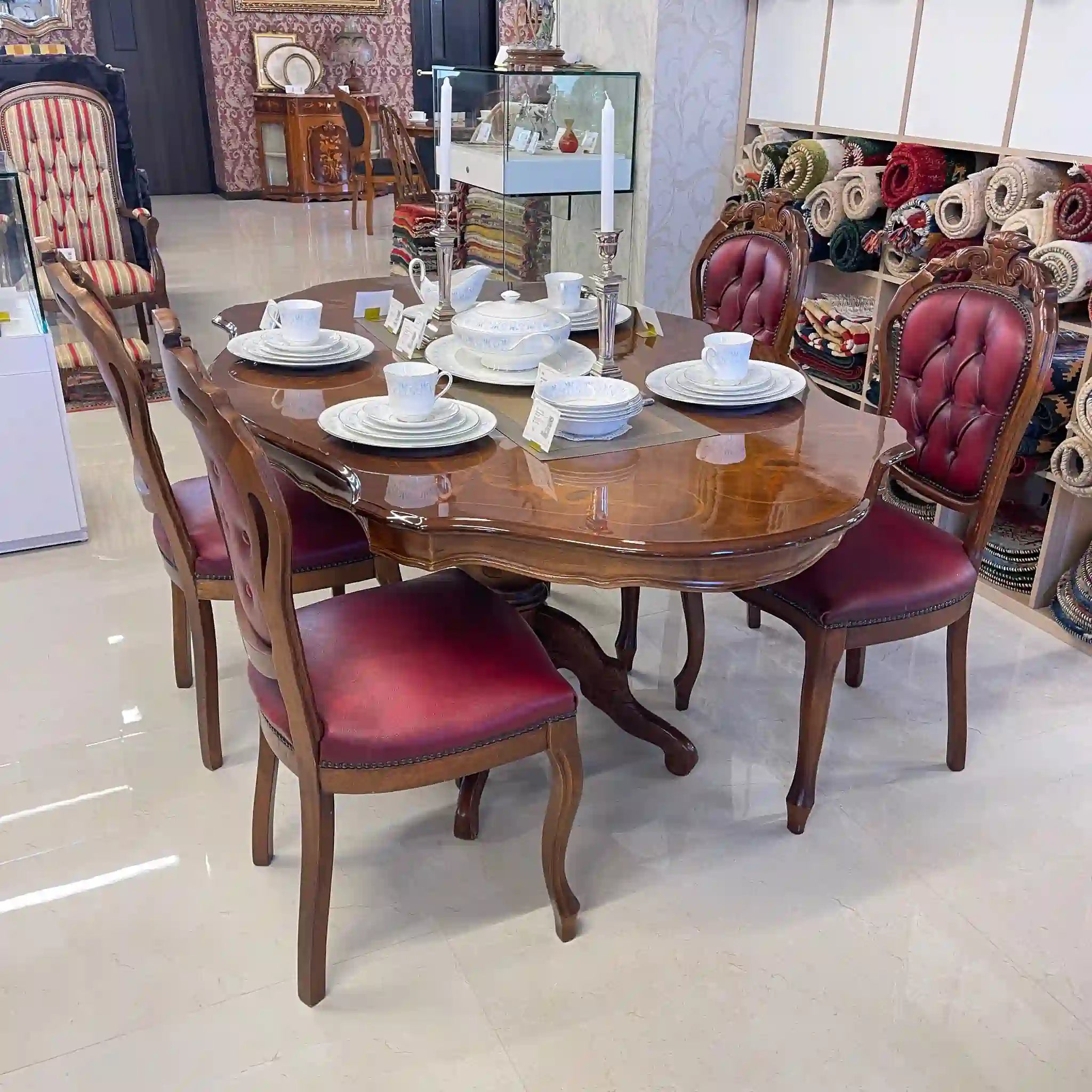 【アンティーク】 アンティーク ダイニングセット / イタリア / 象嵌(インレイ)