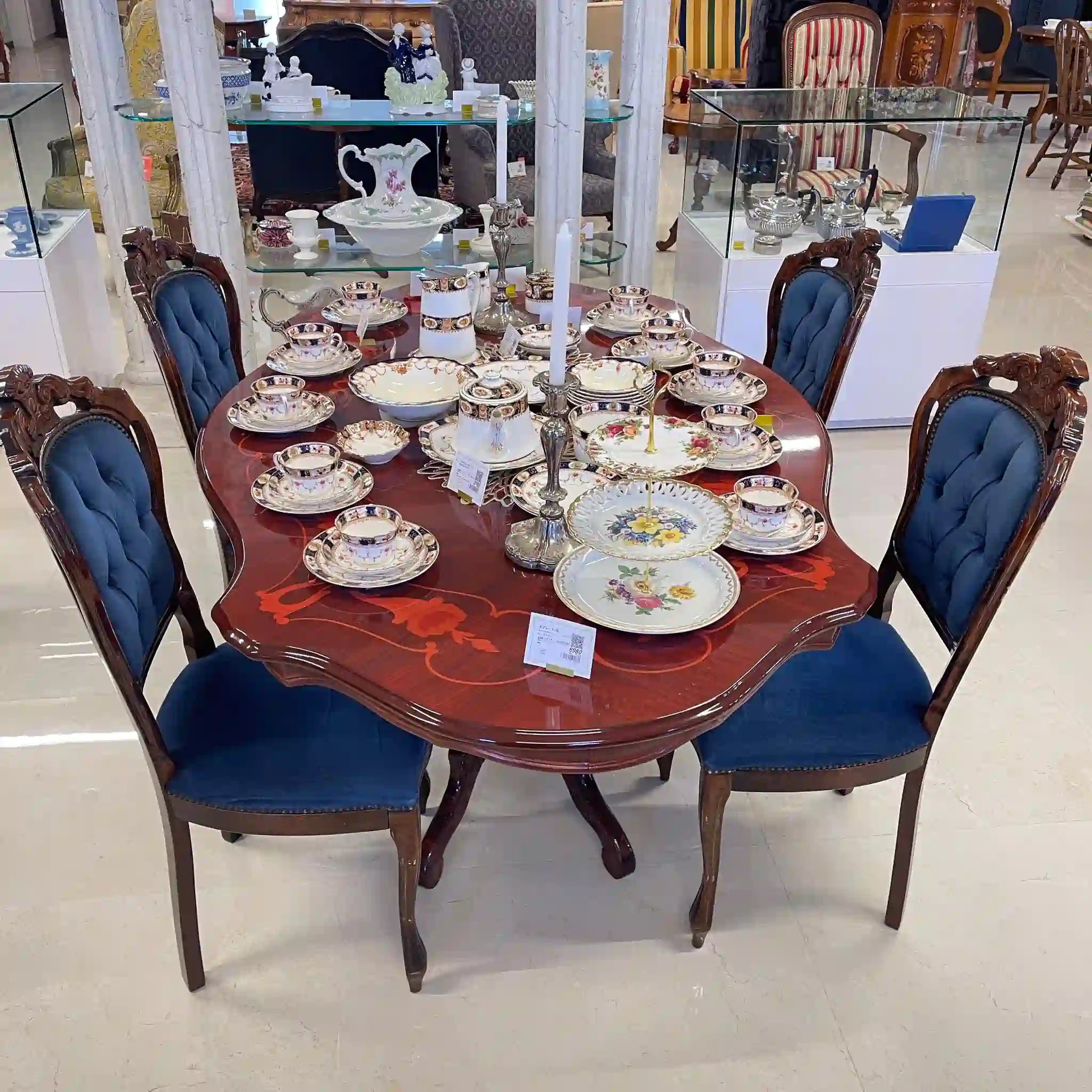 【アンティーク】 アンティーク調ダイニングセット / 象嵌(インレイ)