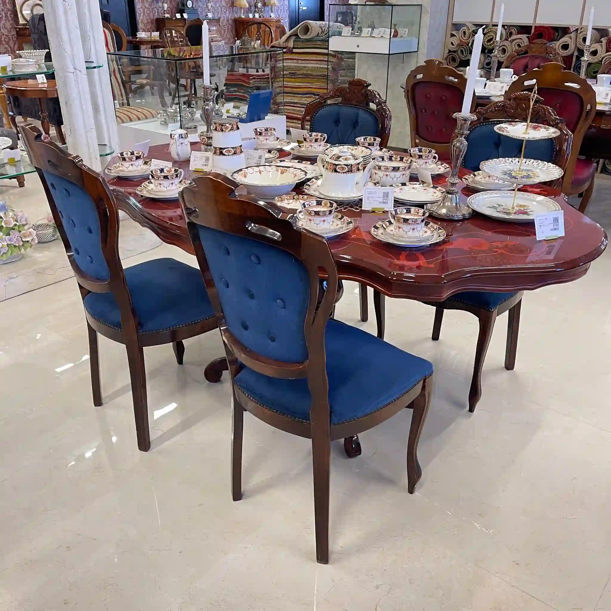 【アンティーク】 アンティーク調ダイニングセット / 象嵌(インレイ)