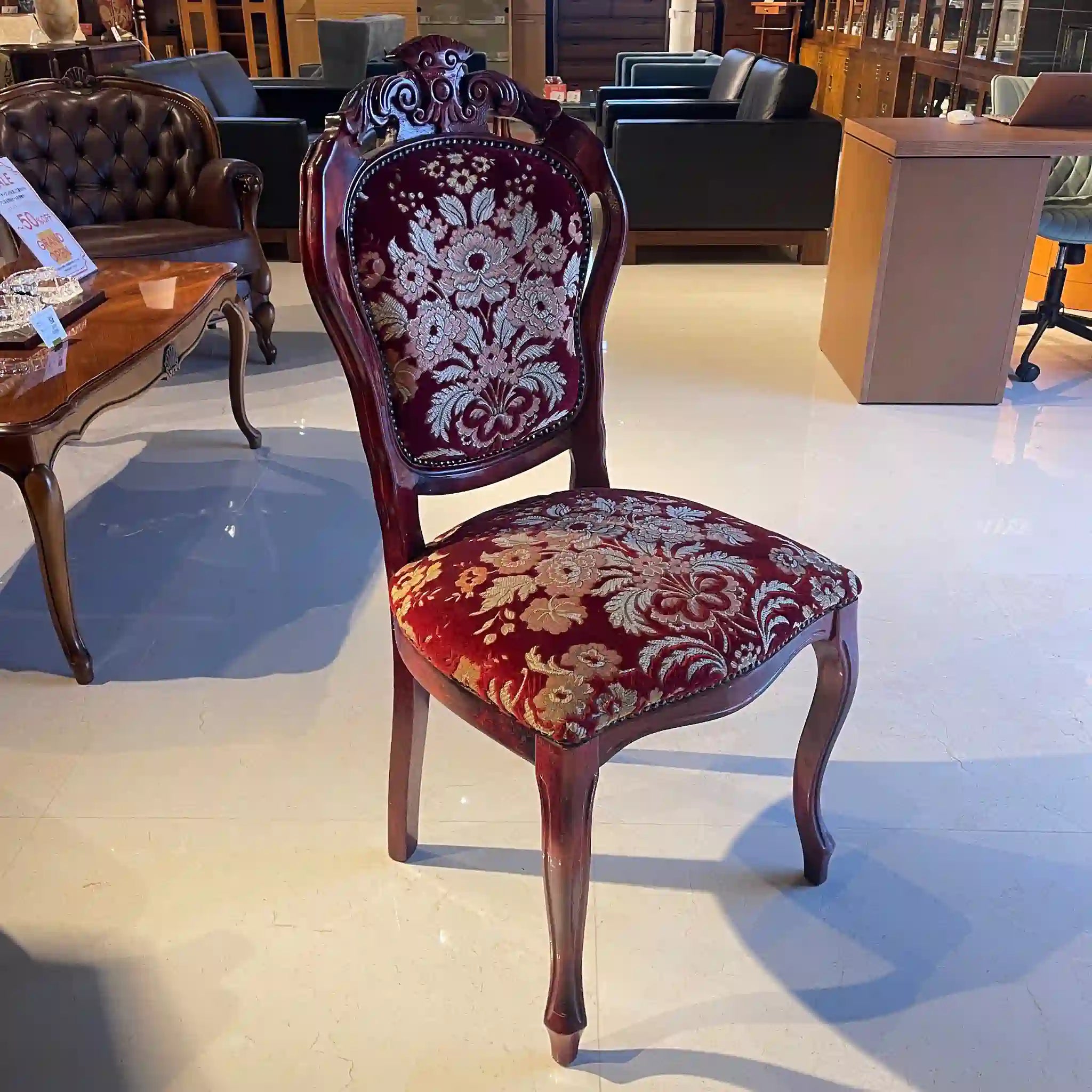 【アンティーク】 アンティーク調ダイニングチェア / 金華山織り イギリス直輸入