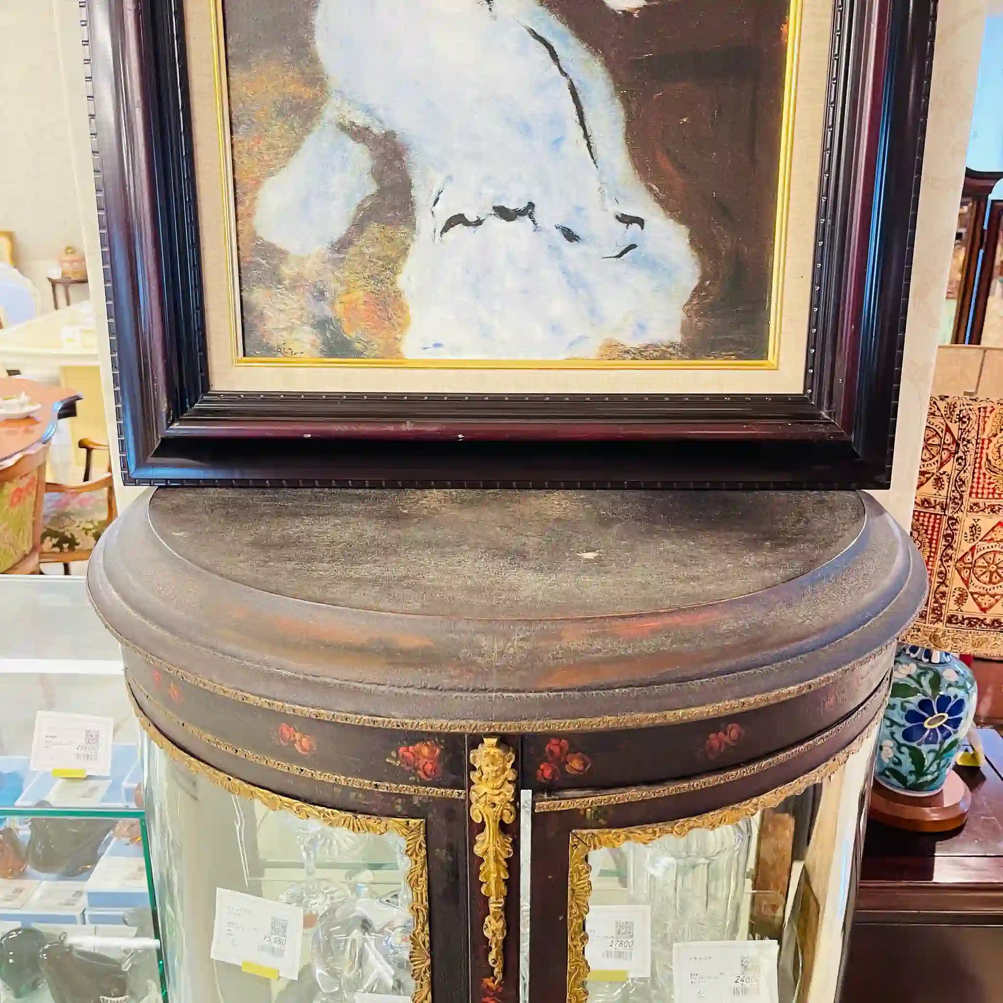 【アンティーク】 アンティーク キュリオケース / 金彩装飾