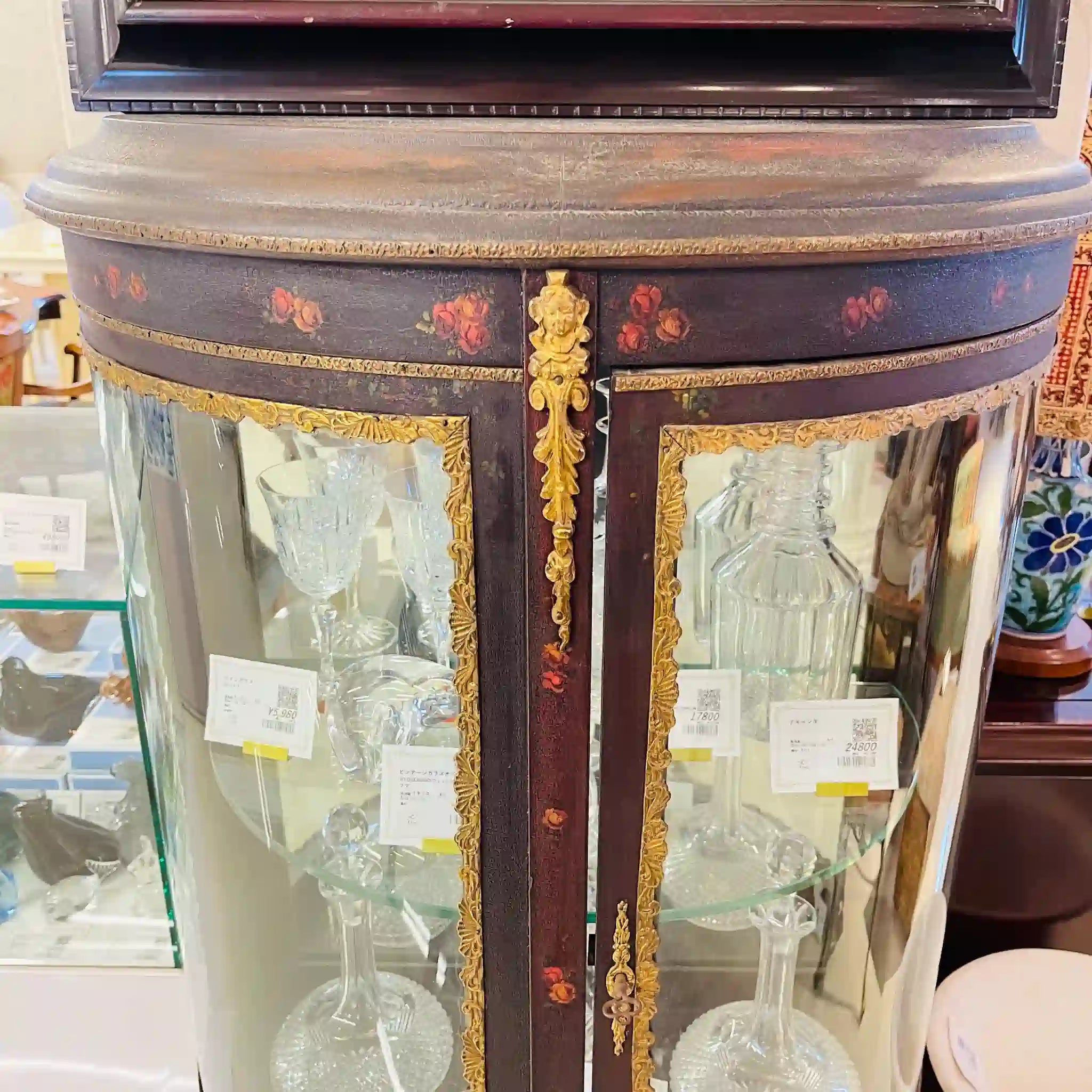 【アンティーク】 アンティーク キュリオケース / 金彩装飾