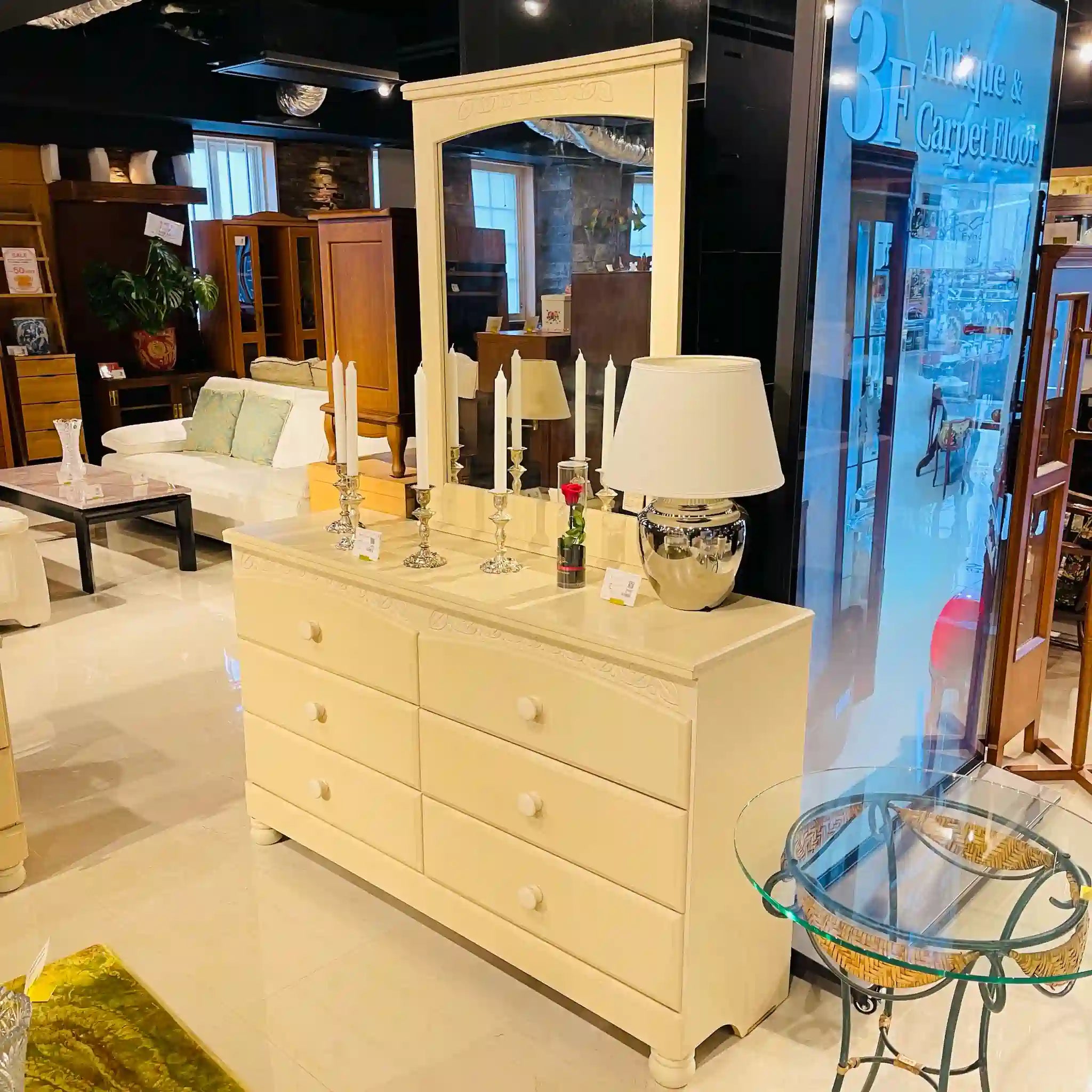 【リユース】 ミラー付きチェスト ドレッサー