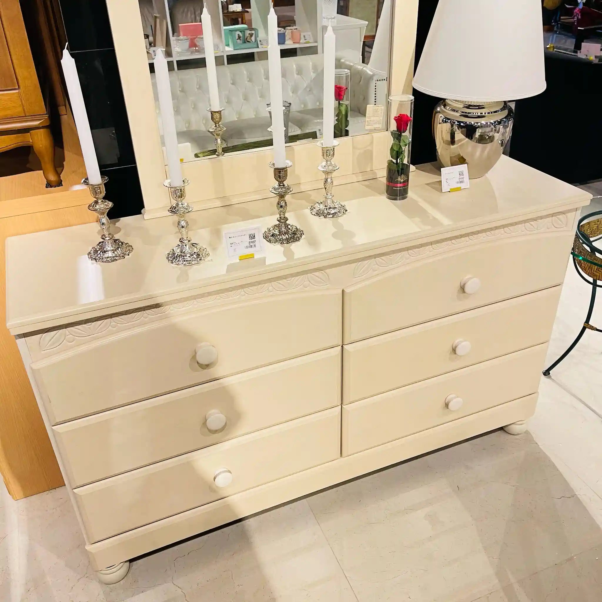 【リユース】 ミラー付きチェスト ドレッサー