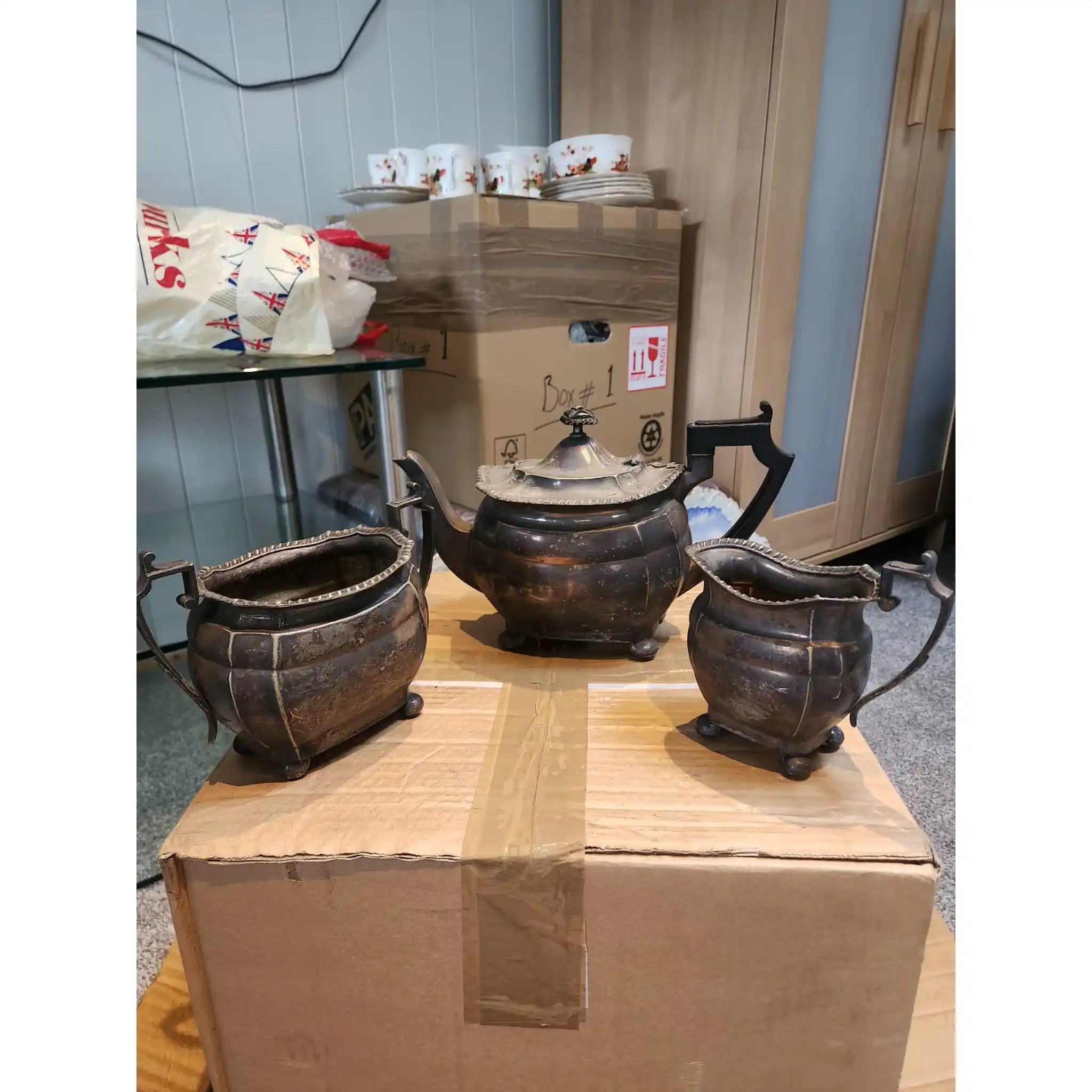 【アンティーク】 ティーポット、シュガーボウル、クリーマー / 19世紀後半から20世紀初頭頃 / イギリス