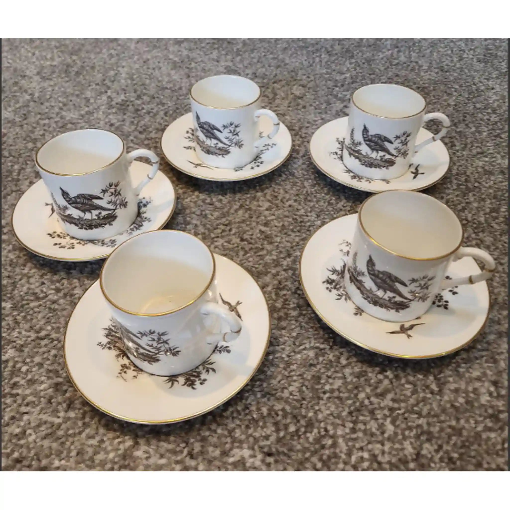 【アンティーク】 デミタスカップ&ソーサー / Royal Worcester(ロイヤル ウースター) / Black Pheasant(ブラック フェザント) / 20世紀中頃 / bone china / イギリス