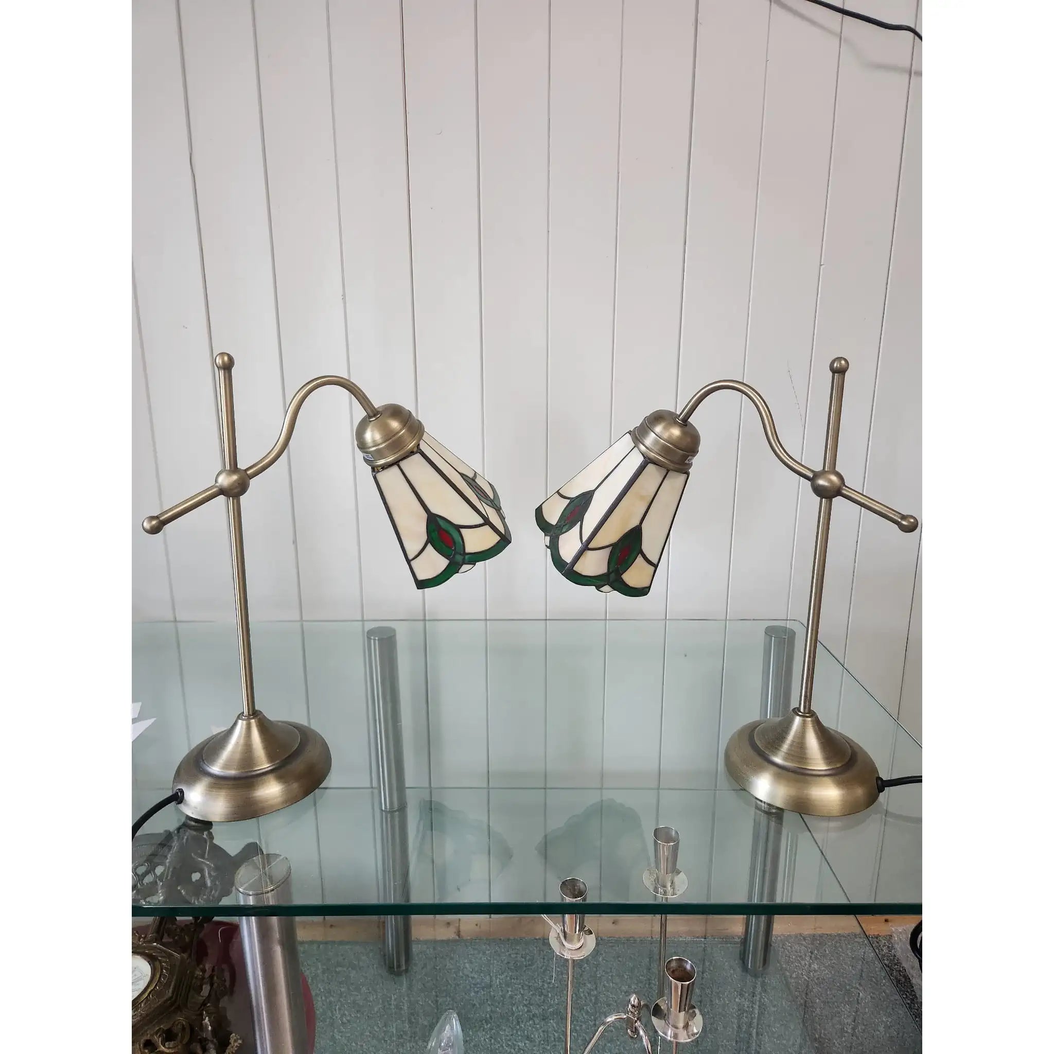 【リユース】 ティファニー・スタイル デスク/テーブルランプ(ペア) / LAURA ASHLEY HOME (ローラアシュレイ ホーム) / アール・ヌーヴォー