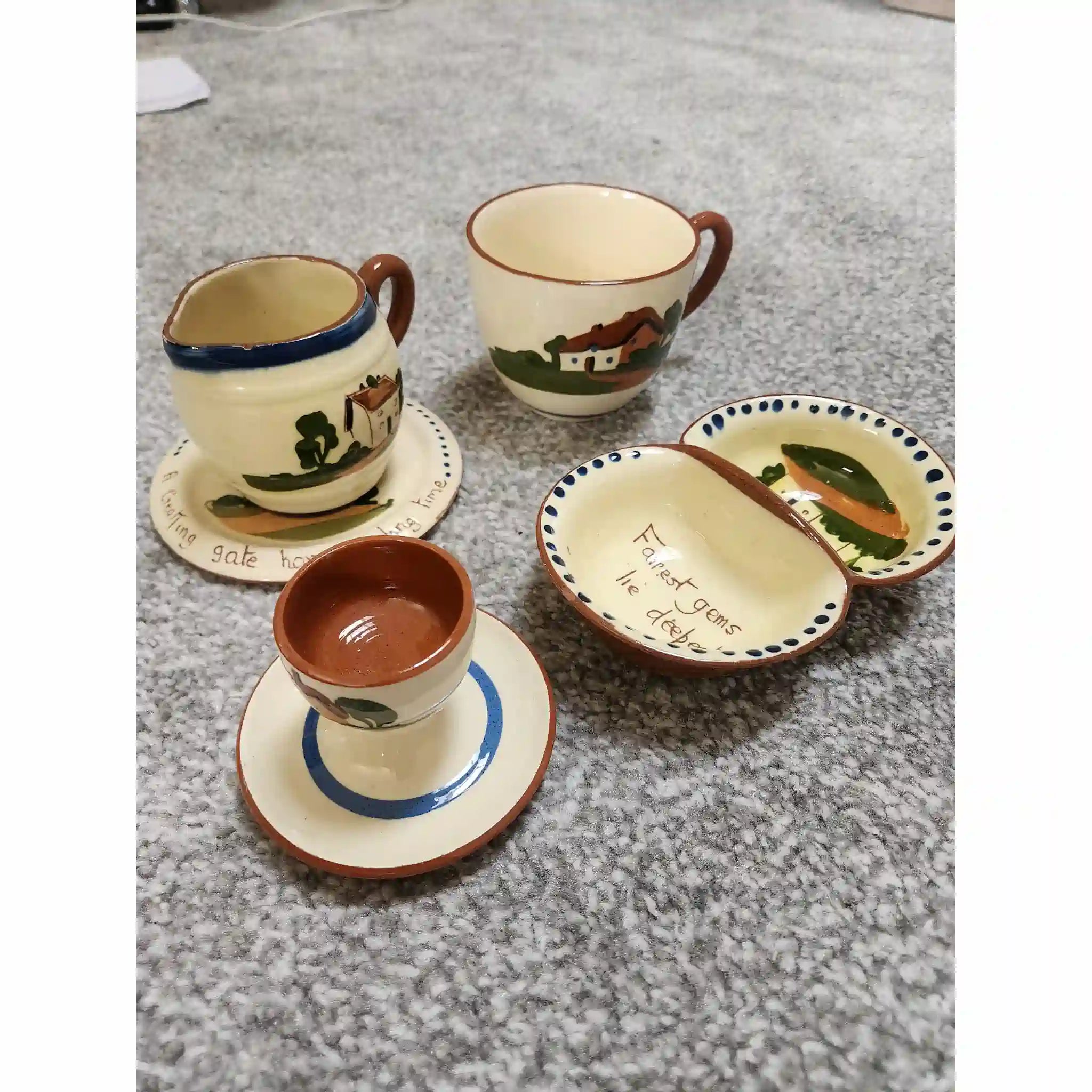 【ビンテージ】 ティーセット / WATCOMBE (ワットコム) / トーキーモットーウエア / 19世紀末~20世紀半ば / イギリス / ファームハウスパターン