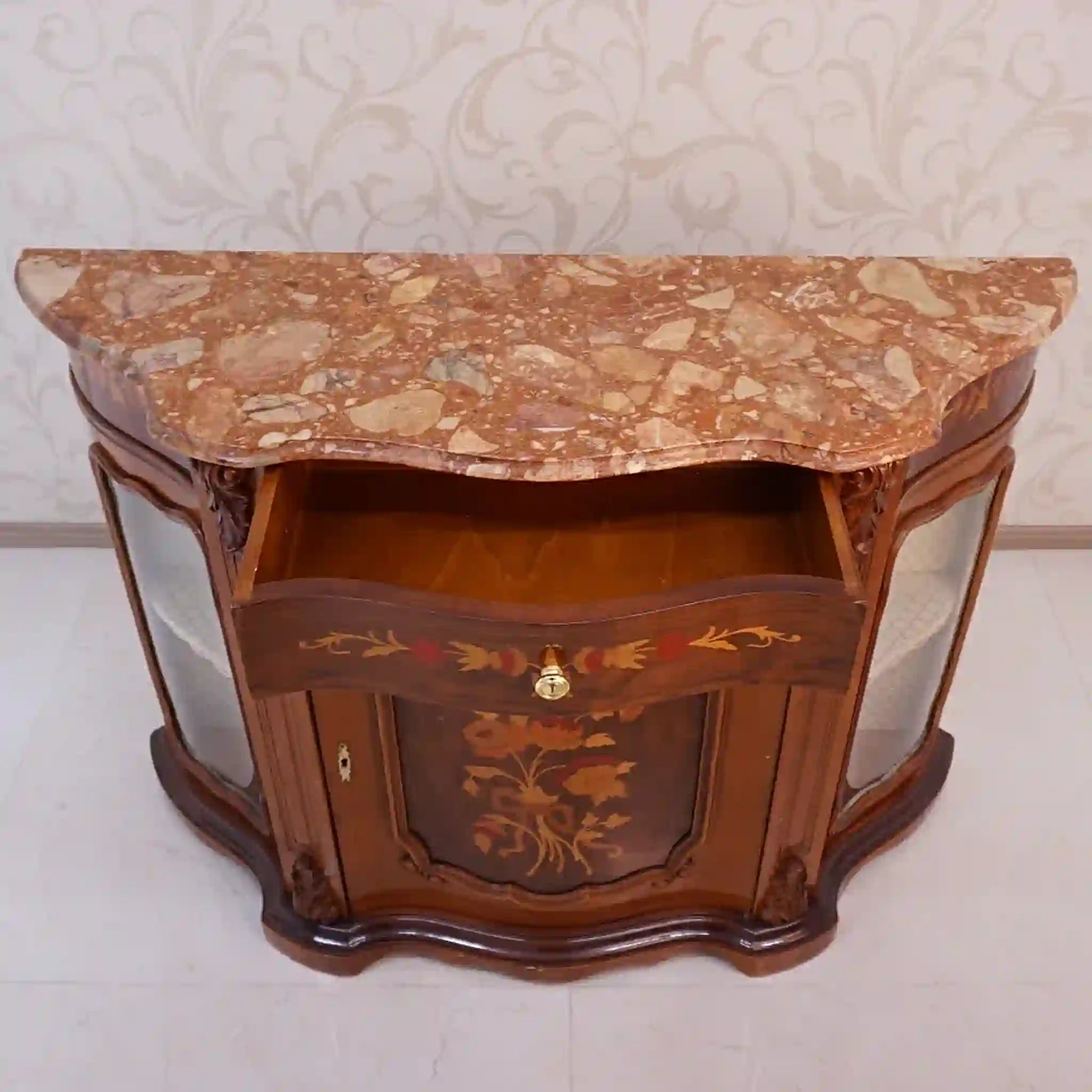 【アンティーク】 キャビネット /
/ マーブルトップ 象嵌(インレイ)