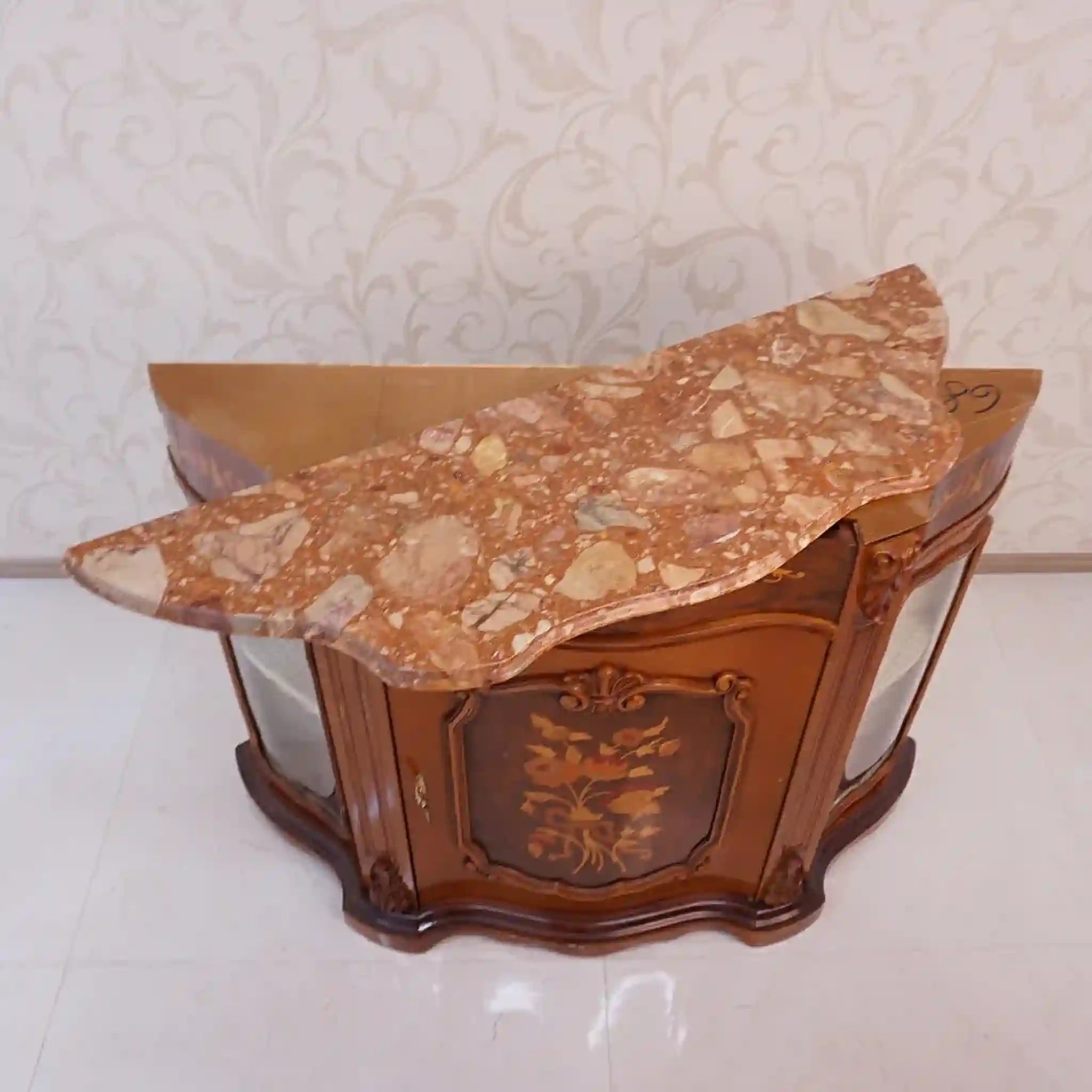 【アンティーク】 キャビネット /
/ マーブルトップ 象嵌(インレイ)