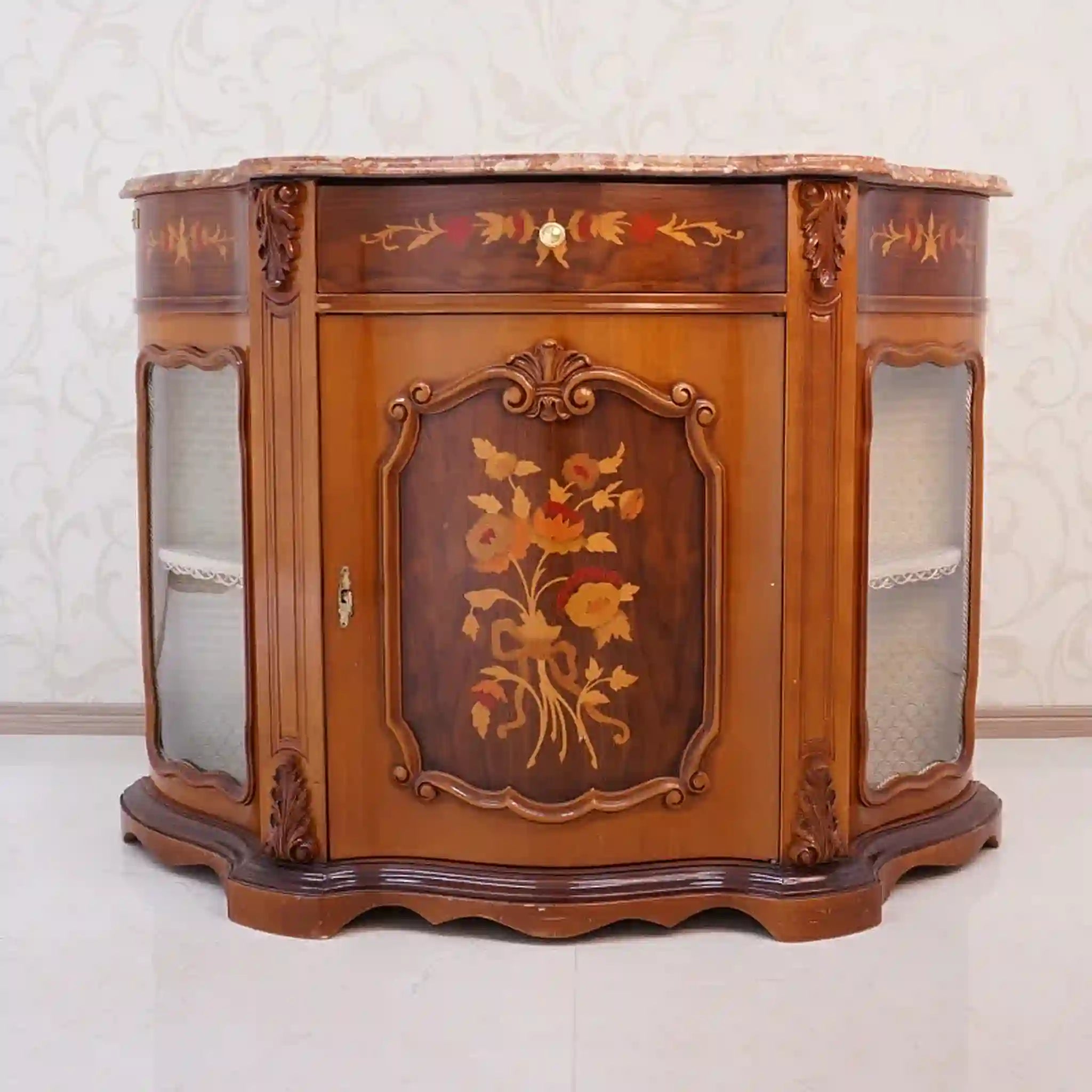 【アンティーク】 キャビネット / 
 / マーブルトップ 象嵌(インレイ)