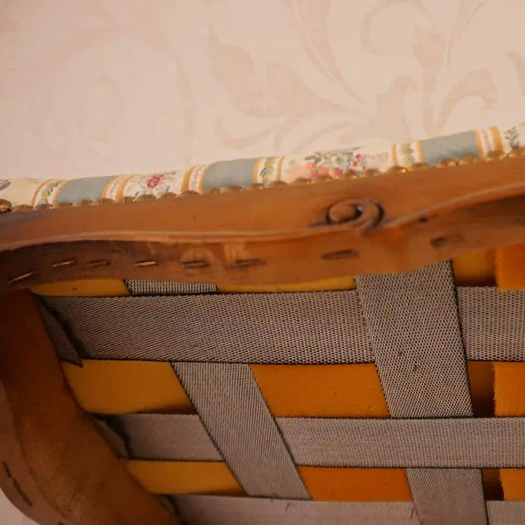 【アンティーク】フットスツール ストライプ