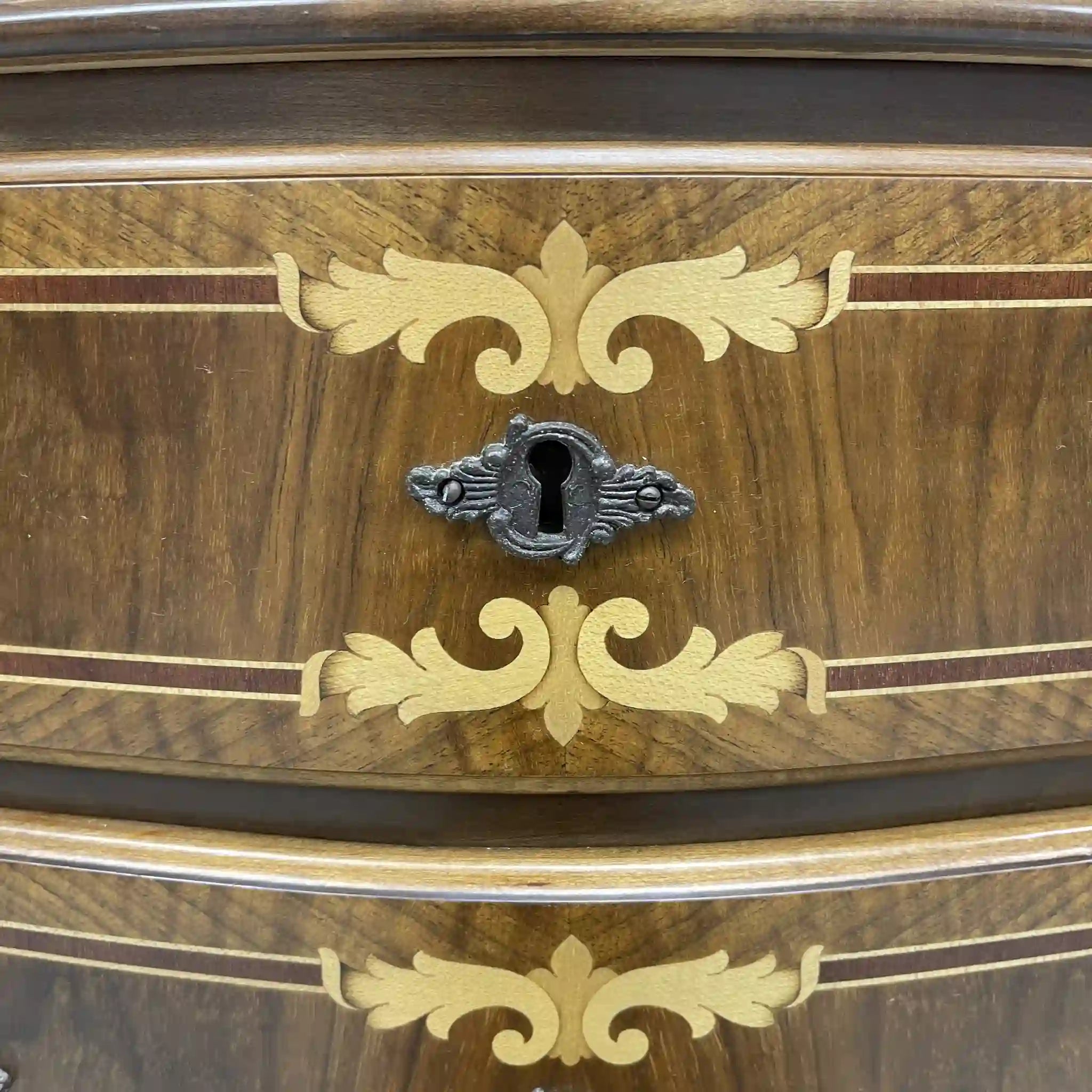 Antique Serpentine Chest / France / Inlaid, Cat Legs