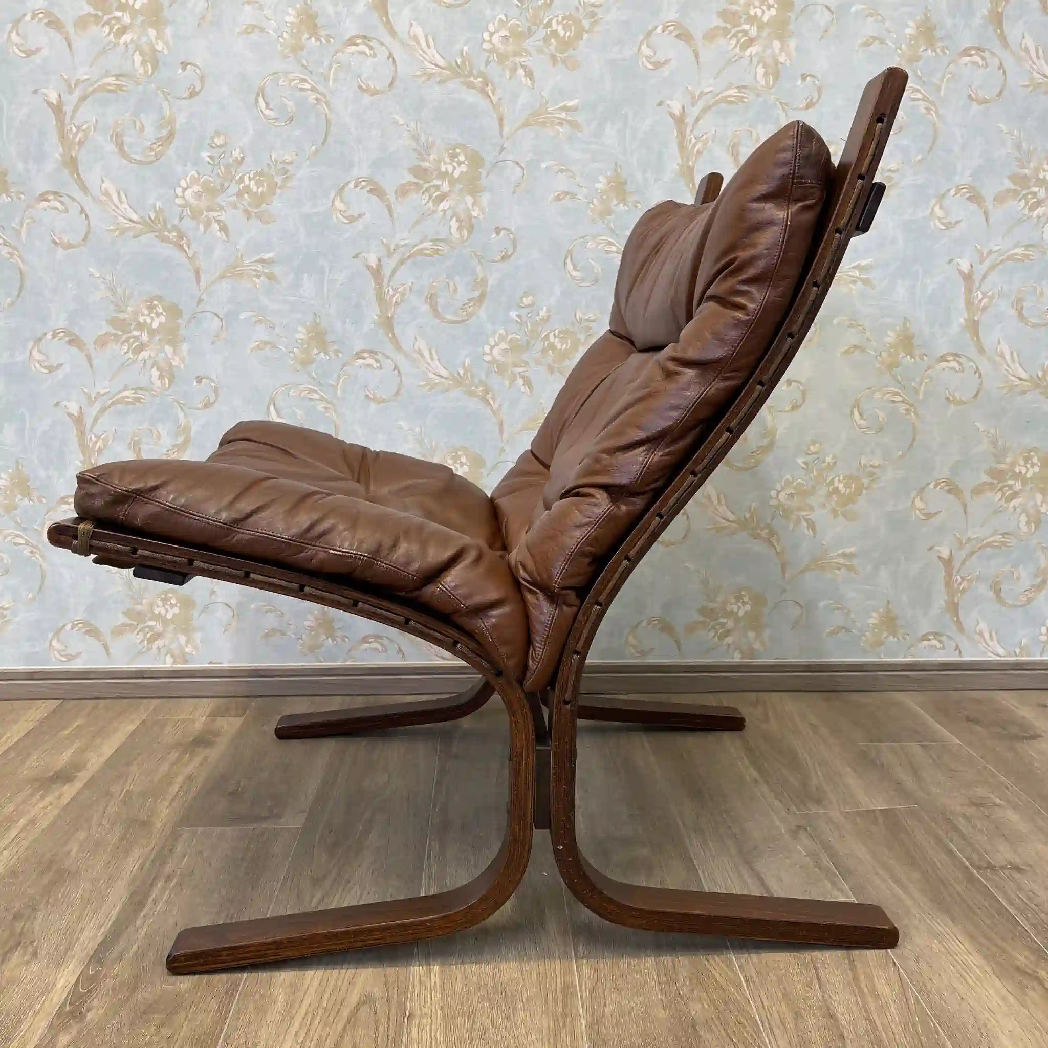 【复古】躺椅/ westnofa furniture / 1960-1970年代(推测)/真皮/挪威/帆布悬架,按钮折叠式皮革