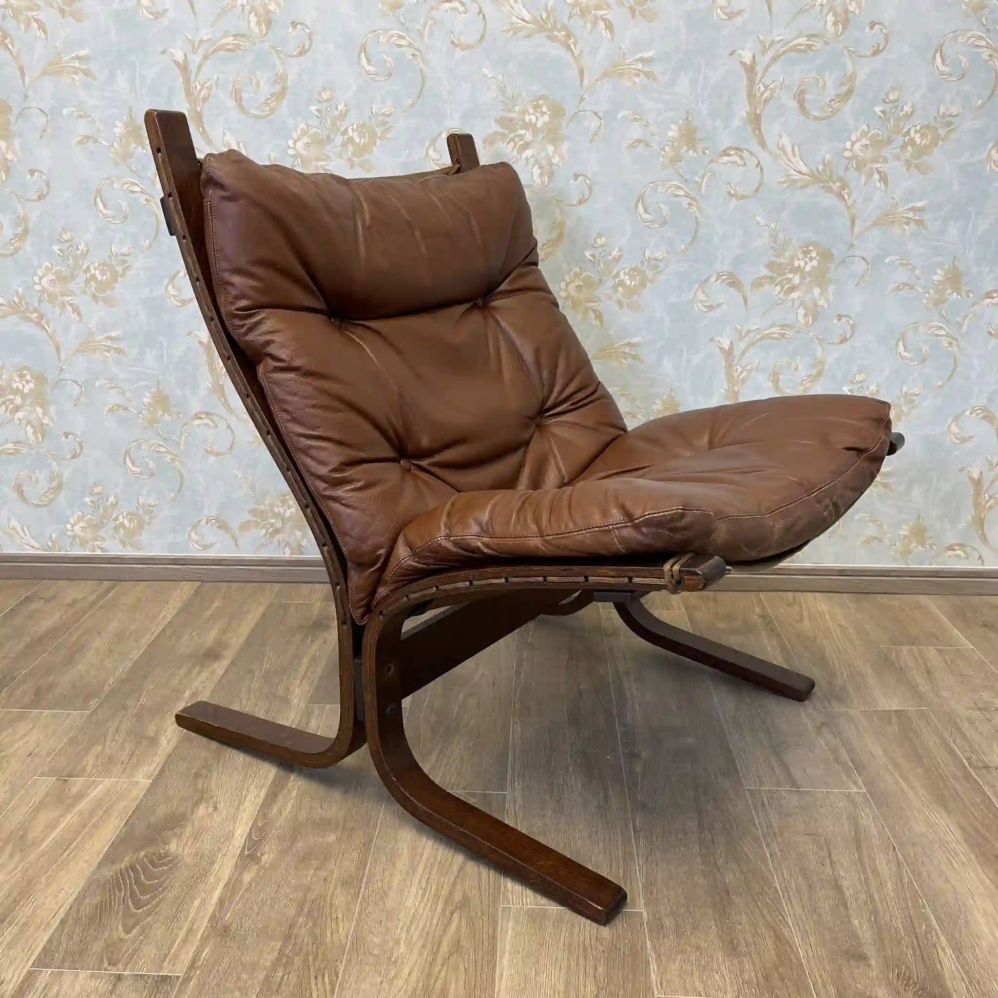 【复古】躺椅/ westnofa furniture / 1960-1970年代(推测)/真皮/挪威/帆布悬架,按钮折叠式皮革