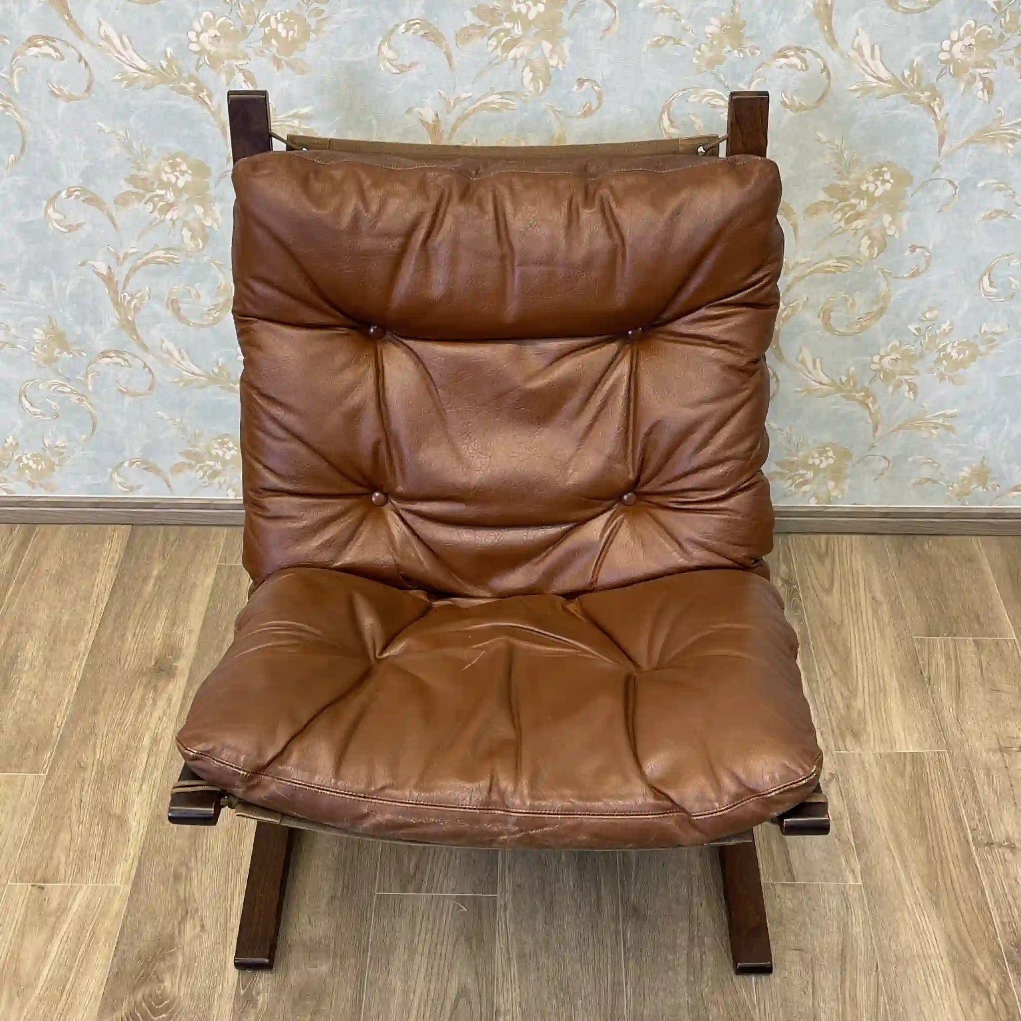 【复古】躺椅/ westnofa furniture / 1960-1970年代(推测)/真皮/挪威/帆布悬架,按钮折叠式皮革