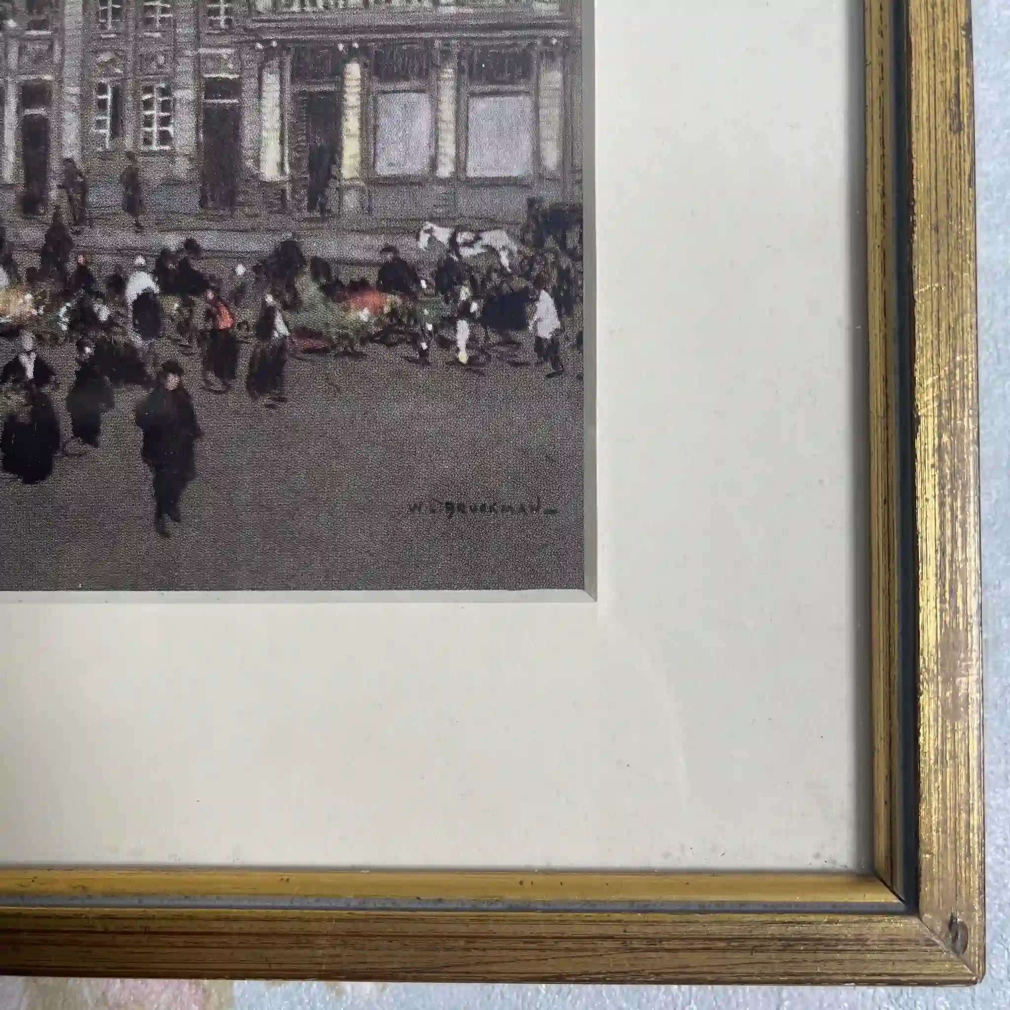 【复古】复制品/ w.l. BRUCKMAN /“Bruxelles / Grand Place”(布鲁塞尔的Grand plus) / 20世纪初(推测)/纸/英国/ 爱德华迪恩框架