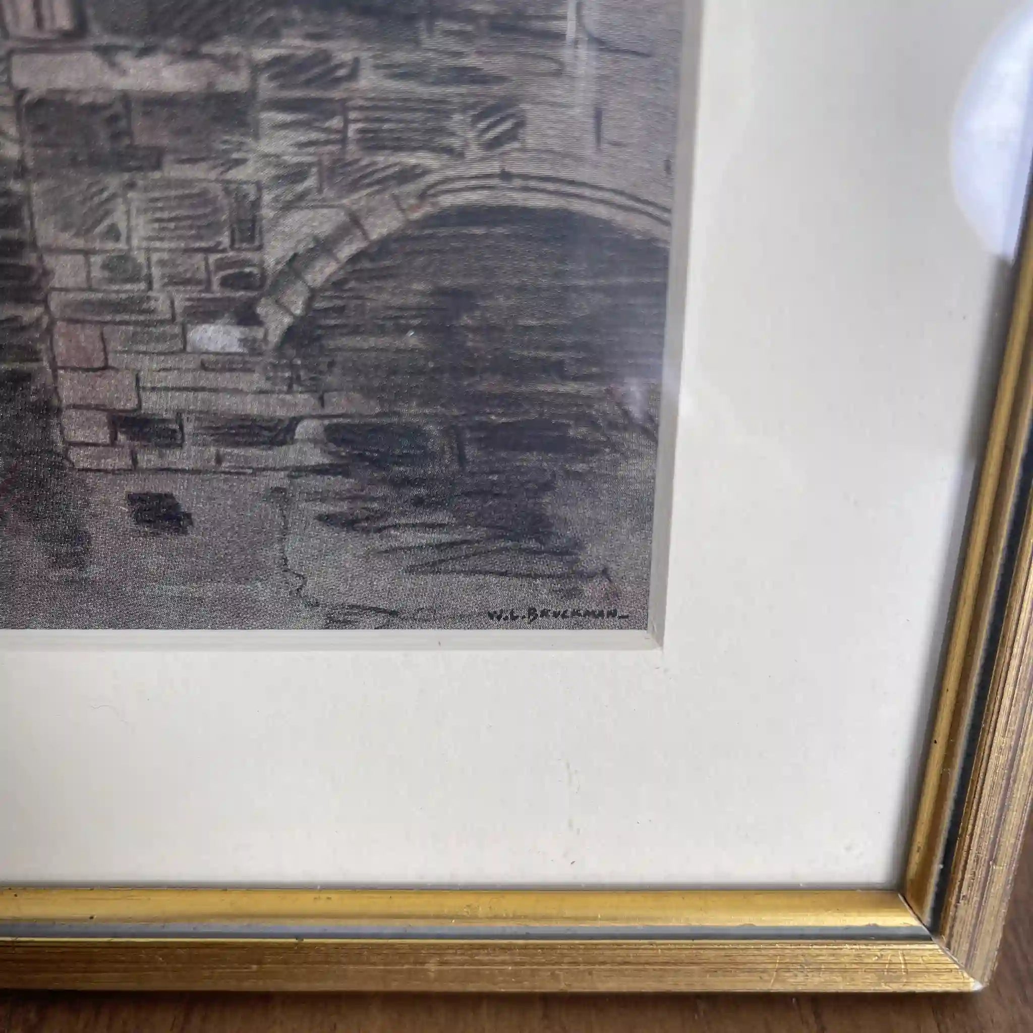 【复古】复制品/ w.l. BRUCKMAN /“Aerschot / Watergate”(阿尔斯科特水门)/ 20世纪初(推测)/纸/英国/ 爱德华迪恩框架