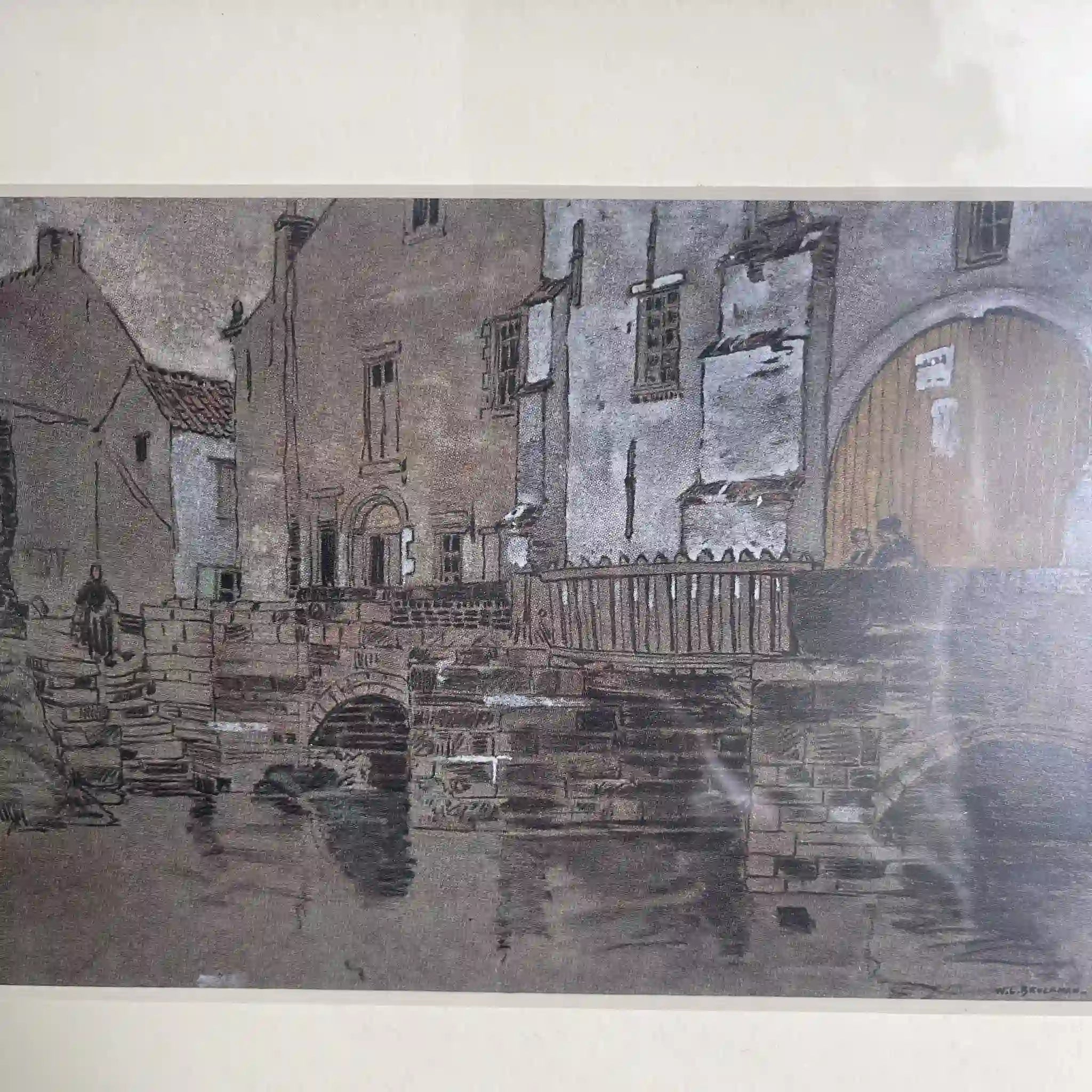 【复古】复制品/ w.l. BRUCKMAN /“Aerschot / Watergate”(阿尔斯科特水门)/ 20世纪初(推测)/纸/英国/ 爱德华迪恩框架