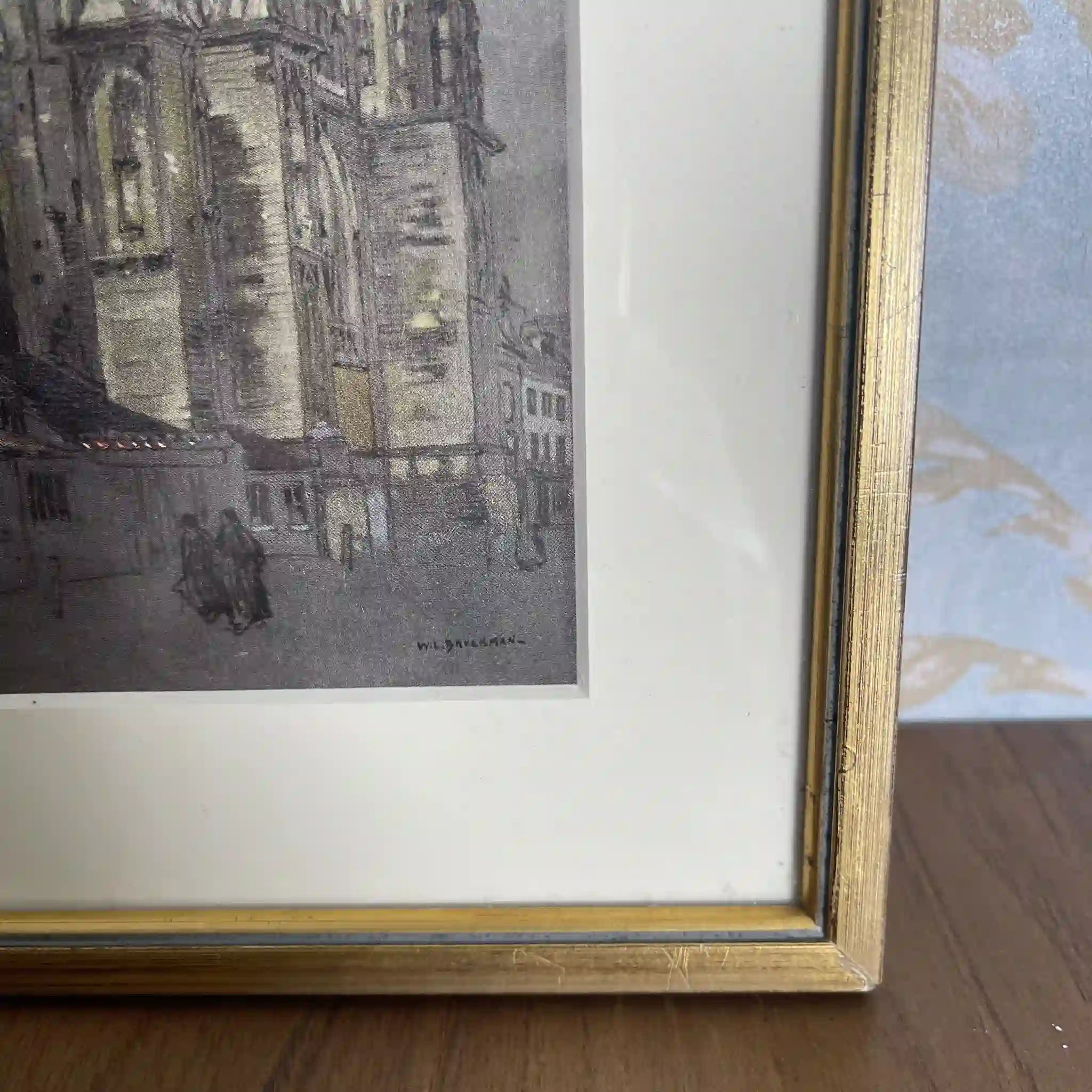【复古】复制画/ w.l. BRUCKMAN /“Louvain / The Cathedral”/ 20世纪初(推测)/纸/英国/爱德华框架