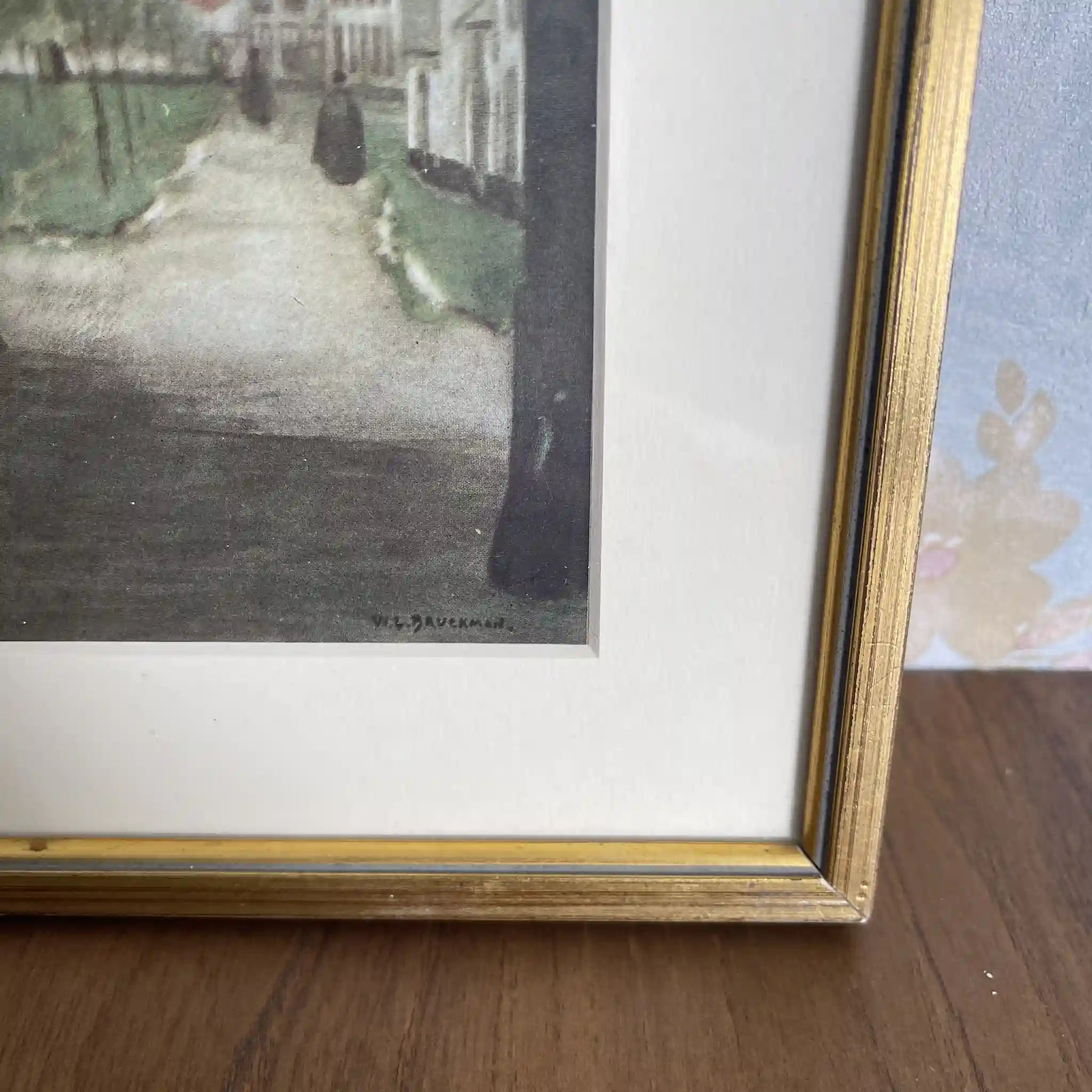 【复古】复制品/ w.l. BRUCKMAN /“Bruges / Entrance to Beguinage”/ 20世纪初(推测)/纸/英国/ 爱德华迪恩框架