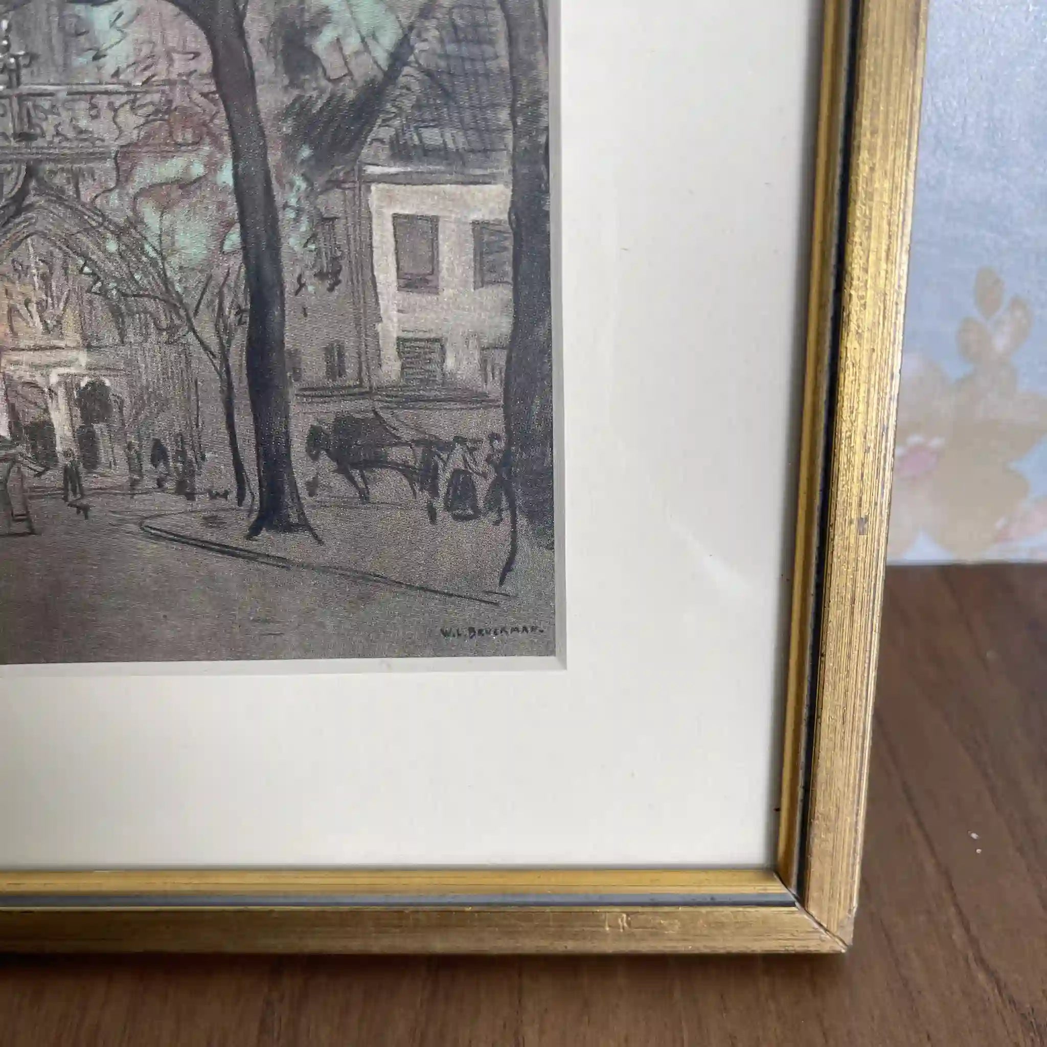 【复古】复制画/ w.l. BRUCKMAN /“Antwerp / The Cathedral”(安特卫普/圣母大教堂)/ 20世纪初(推测)/纸/英国/ 爱德华迪恩框架