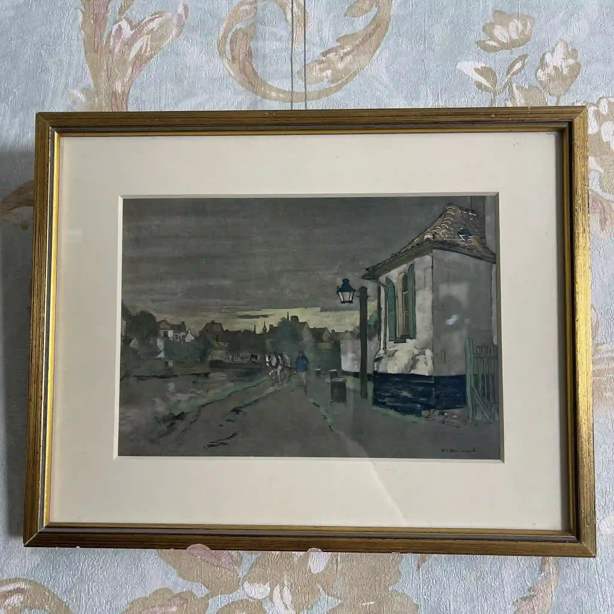 【复古】复制品/ w.l. BRUCKMAN /“Oudenaarde”(奥德纳德市政厅)/ 20世纪初(估计)/纸/英国/爱德华框架