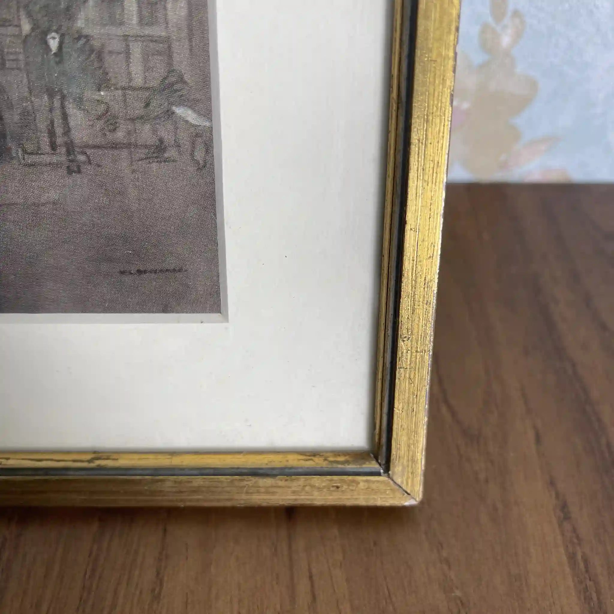 【复古】复制画/ w.l. BRUCKMAN /“Courtrai / The Market Place”/ 20世纪初(推测)/纸/英国/爱德华框架