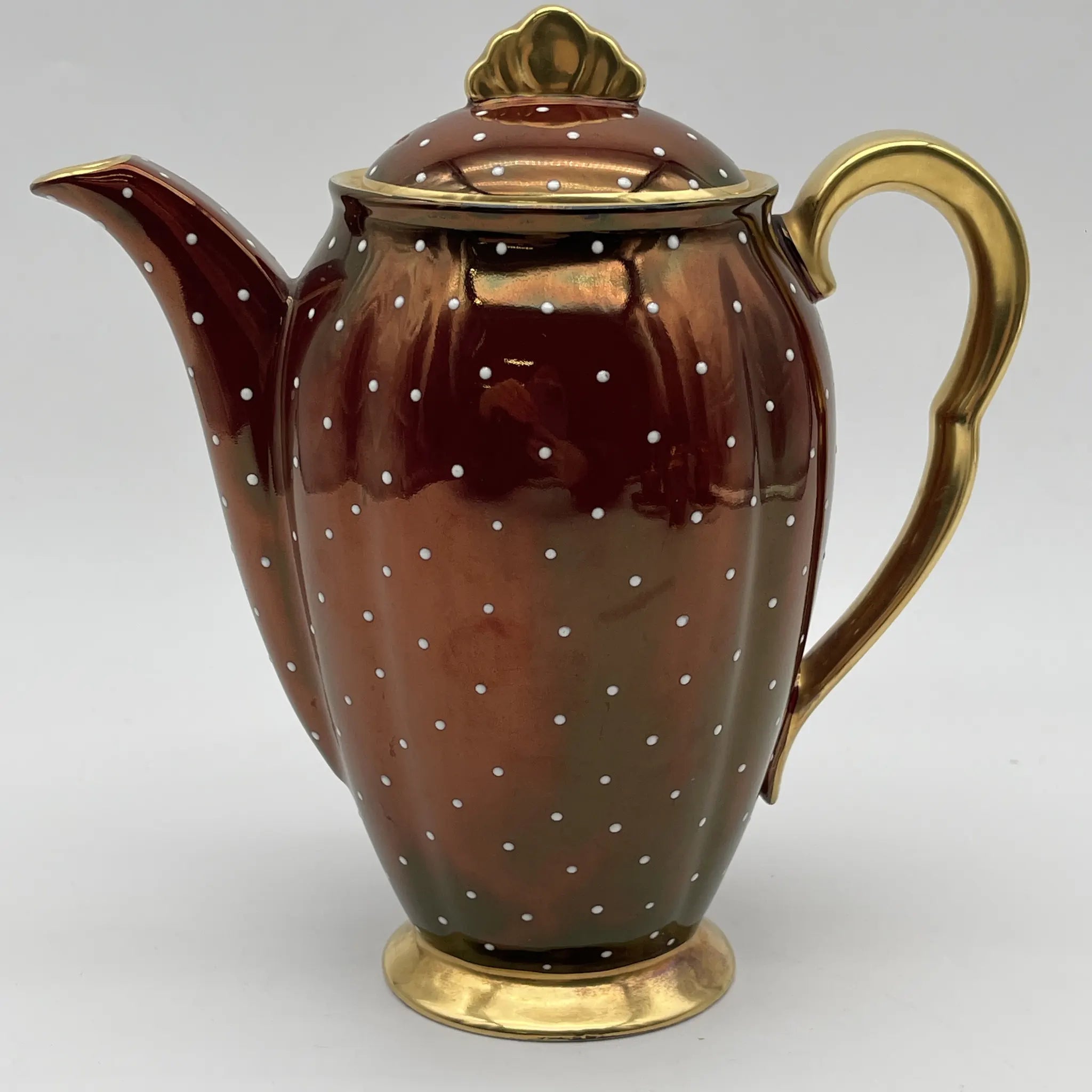 【复古】茶壶2p +杯&碟子5p +碟子1p套/ Carlton Ware(卡尔顿Ware) / Rouge Royale /推测1930-1950年代/陶器 /英国/金彩,装饰艺术