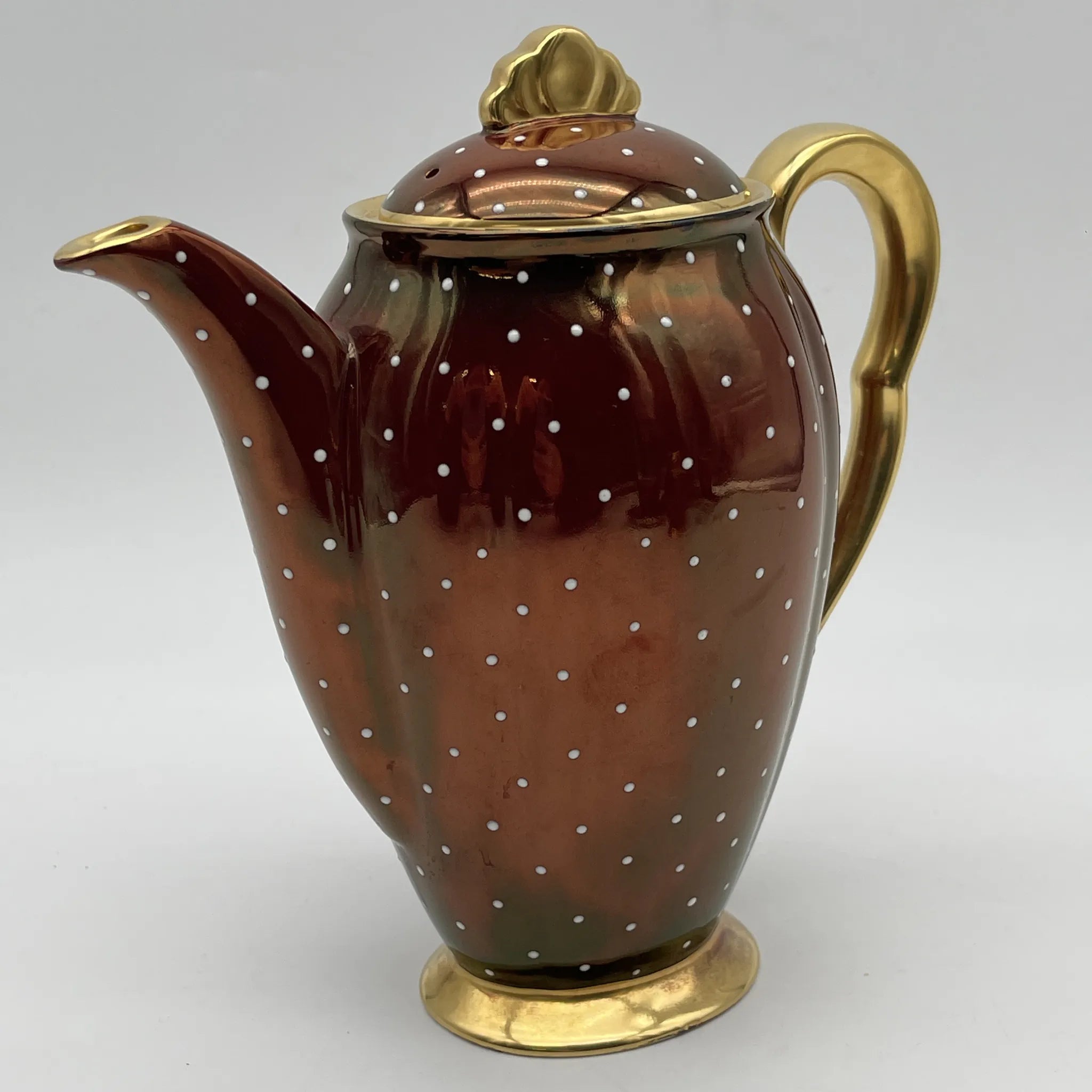 【复古】茶壶2p +杯&碟子5p +碟子1p套/ Carlton Ware(卡尔顿Ware) / Rouge Royale /推测1930-1950年代/陶器 /英国/金彩,装饰艺术
