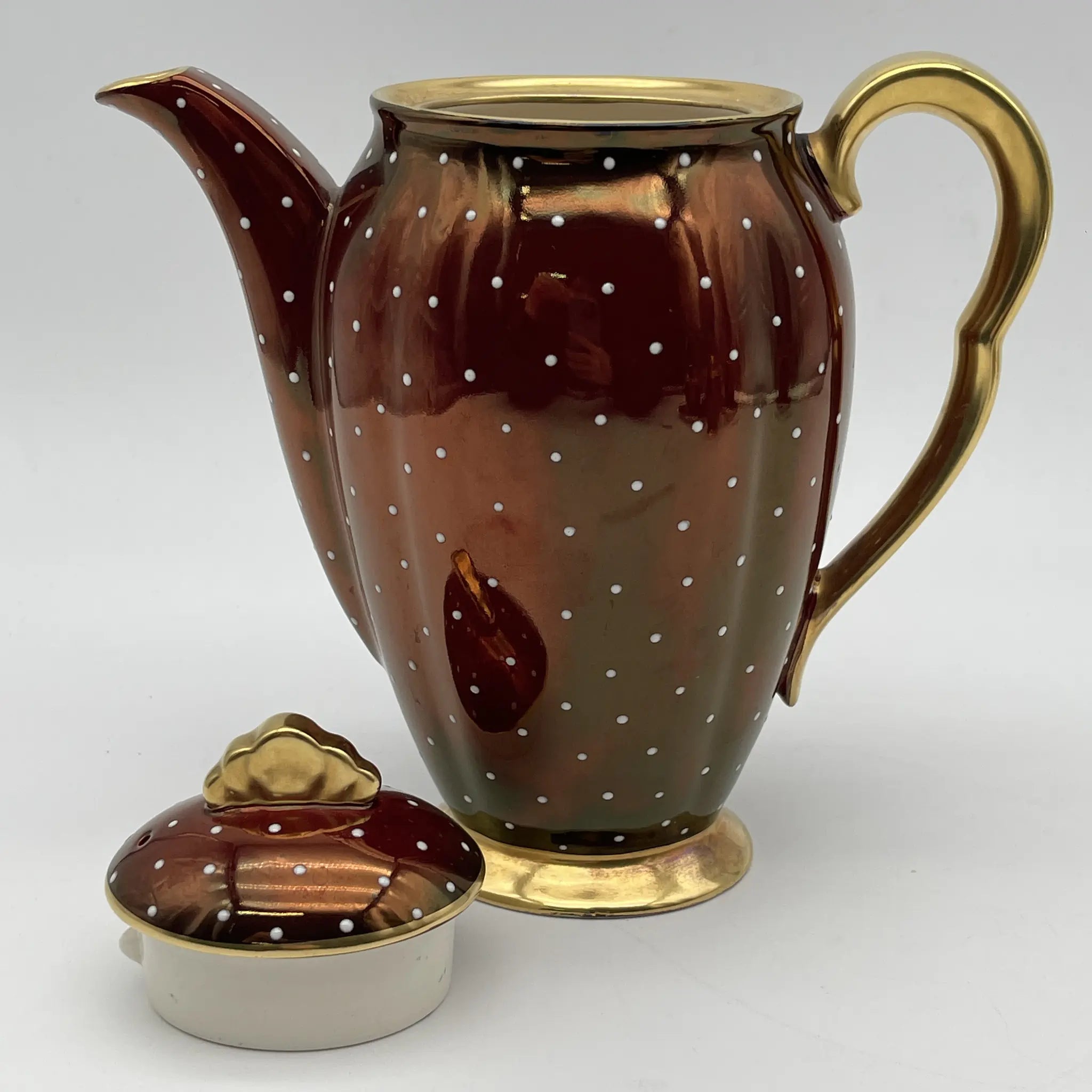 【复古】茶壶2p +杯&碟子5p +碟子1p套/ Carlton Ware(卡尔顿Ware) / Rouge Royale /推测1930-1950年代/陶器 /英国/金彩,装饰艺术