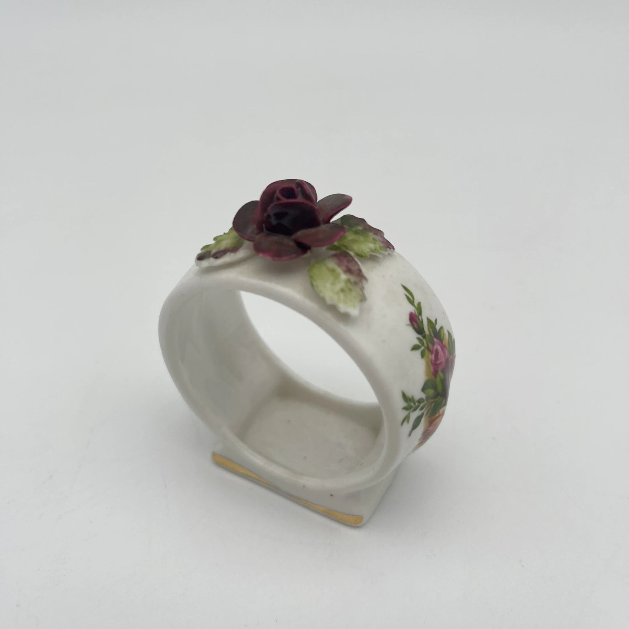 【复古】餐巾环/ Royal Albert / Old Country Roses / 1973-1993年/ Bone China /英国/陶花,英国乡村, 植物学艺术