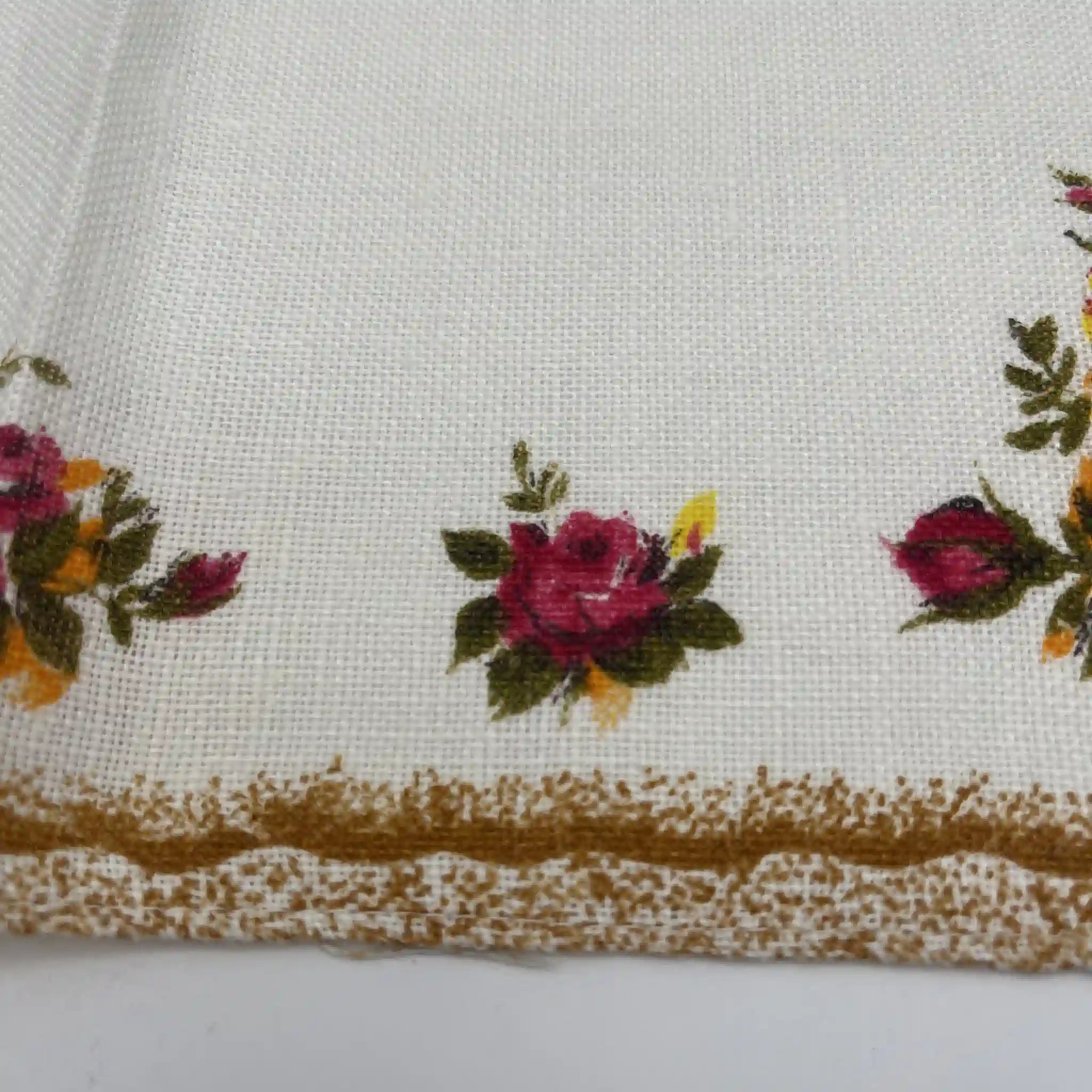 【复古】茶巾(餐巾/厨房布)/ Royal Albert / Old Country Roses / 1970-1980年代/亚麻布/爱尔兰/ 英式花园,植物艺术